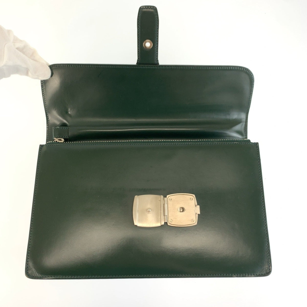 Dunhill Green Leather Clutch Bag (Pre-Owned)