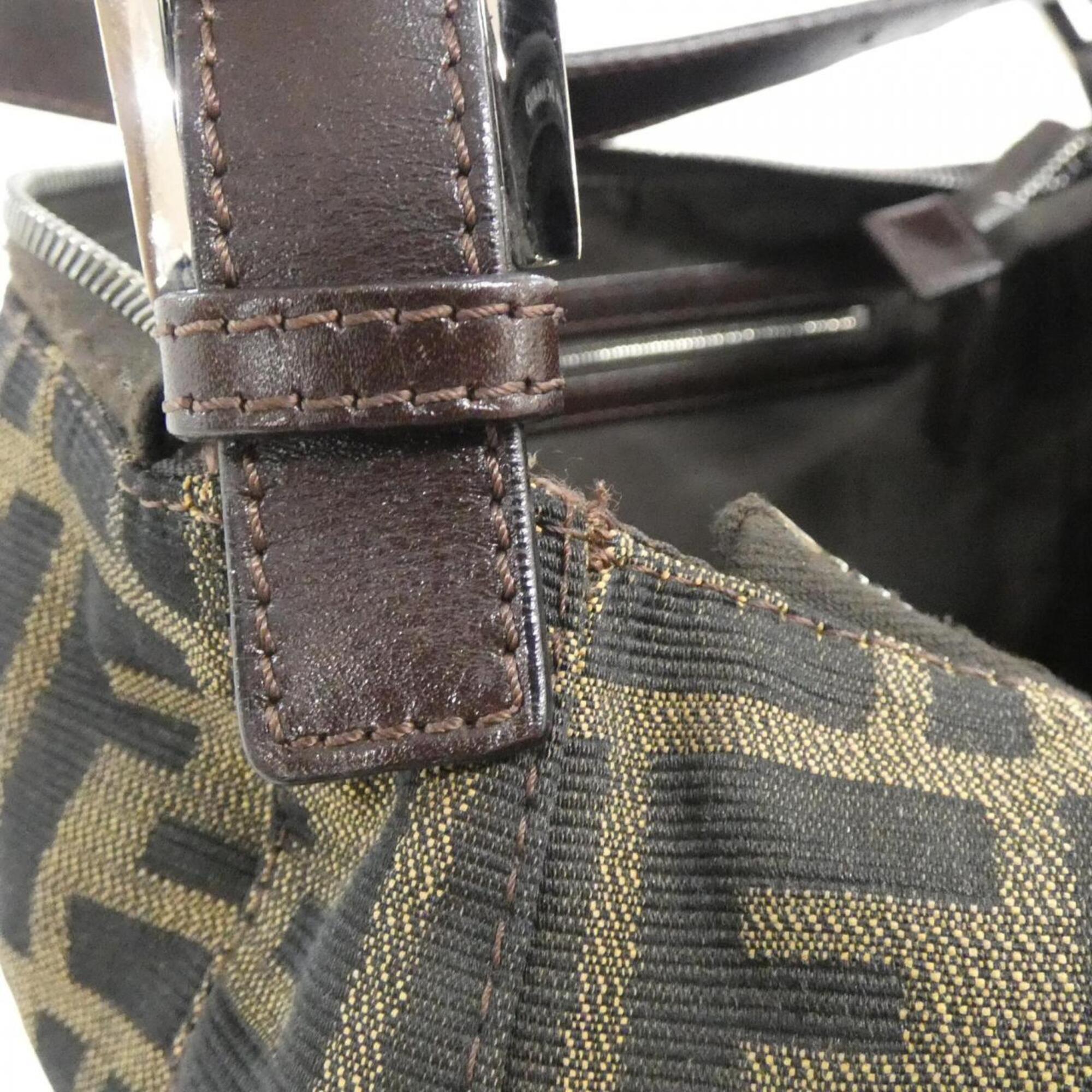 Fendi Brown Canvas Shoulder Bag (Pre-Owned)