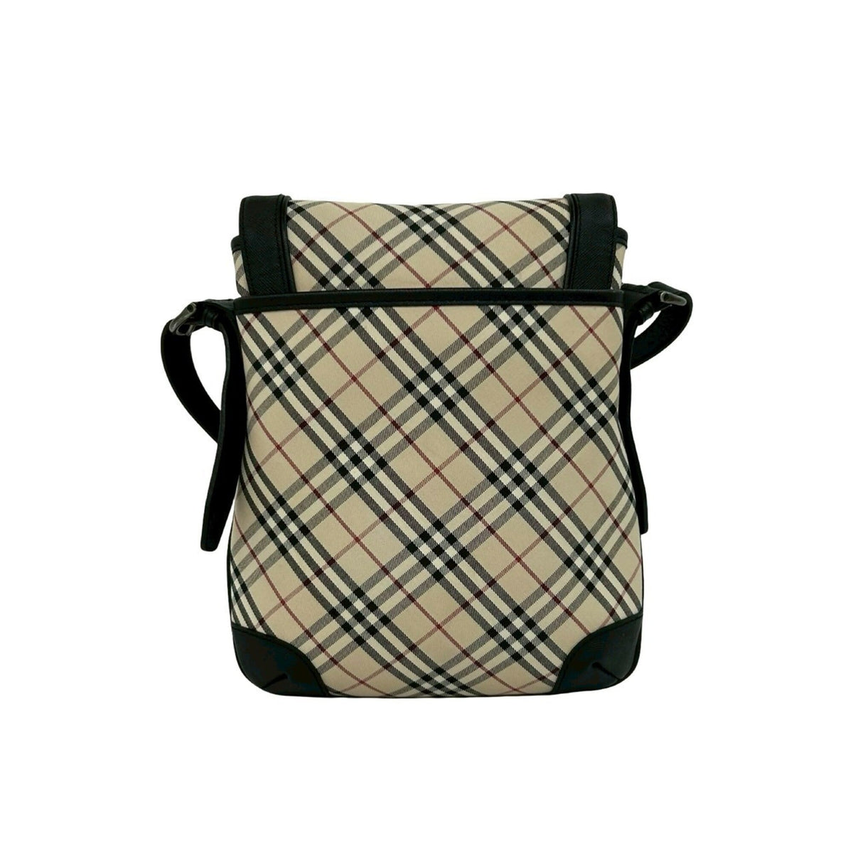 Burberry Beige Black Canvas Leather Shoulder Bag (Pre-Owned)