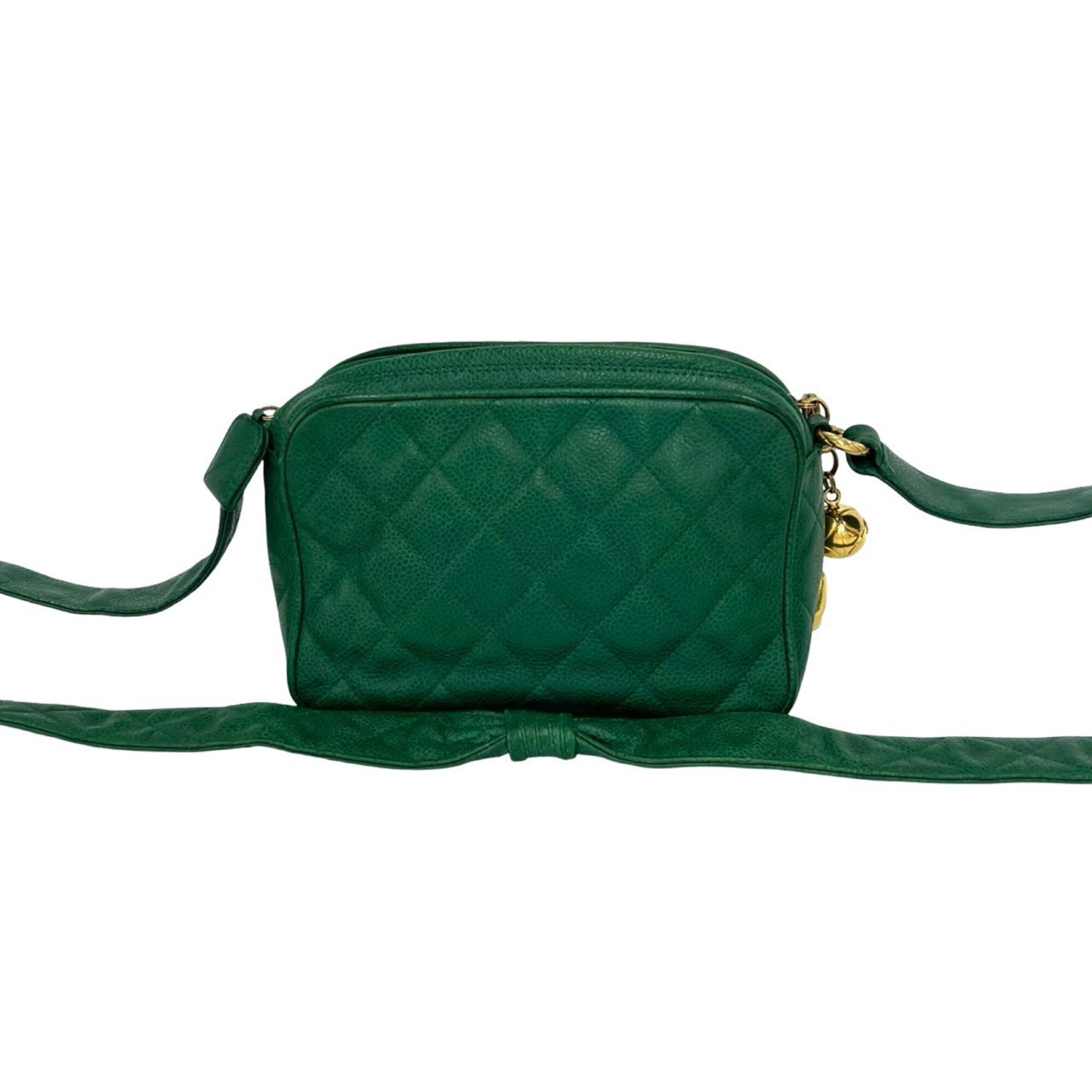 Chanel Green Grained Calfskin Shoulder Bag (Pre-Owned)