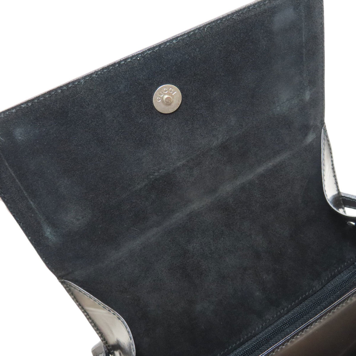 Gucci Black Gray Patent Leather Shoulder Bag (Pre-Owned)