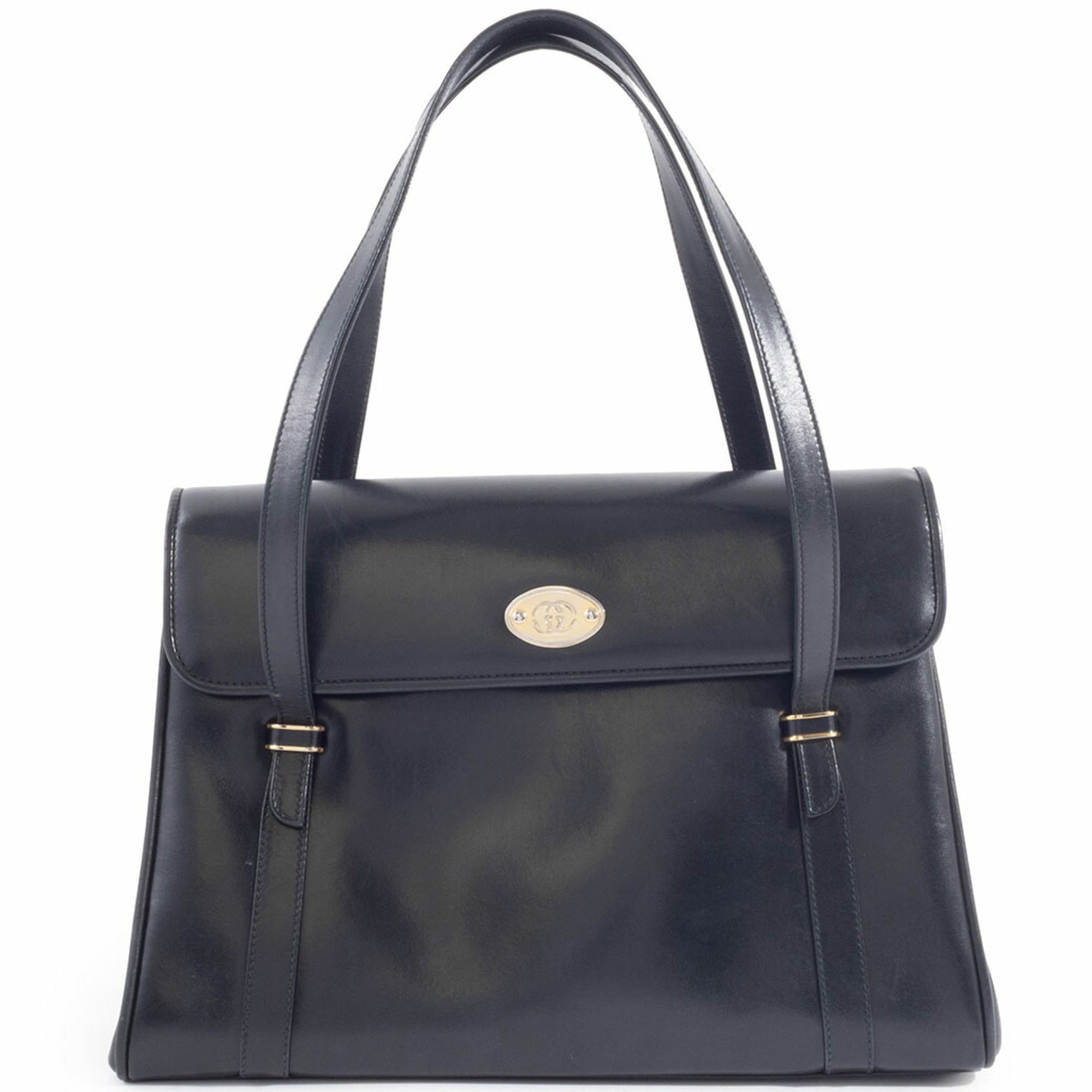 Gucci Black Leather Shoulder Bag Tote Bag (Pre-Owned)