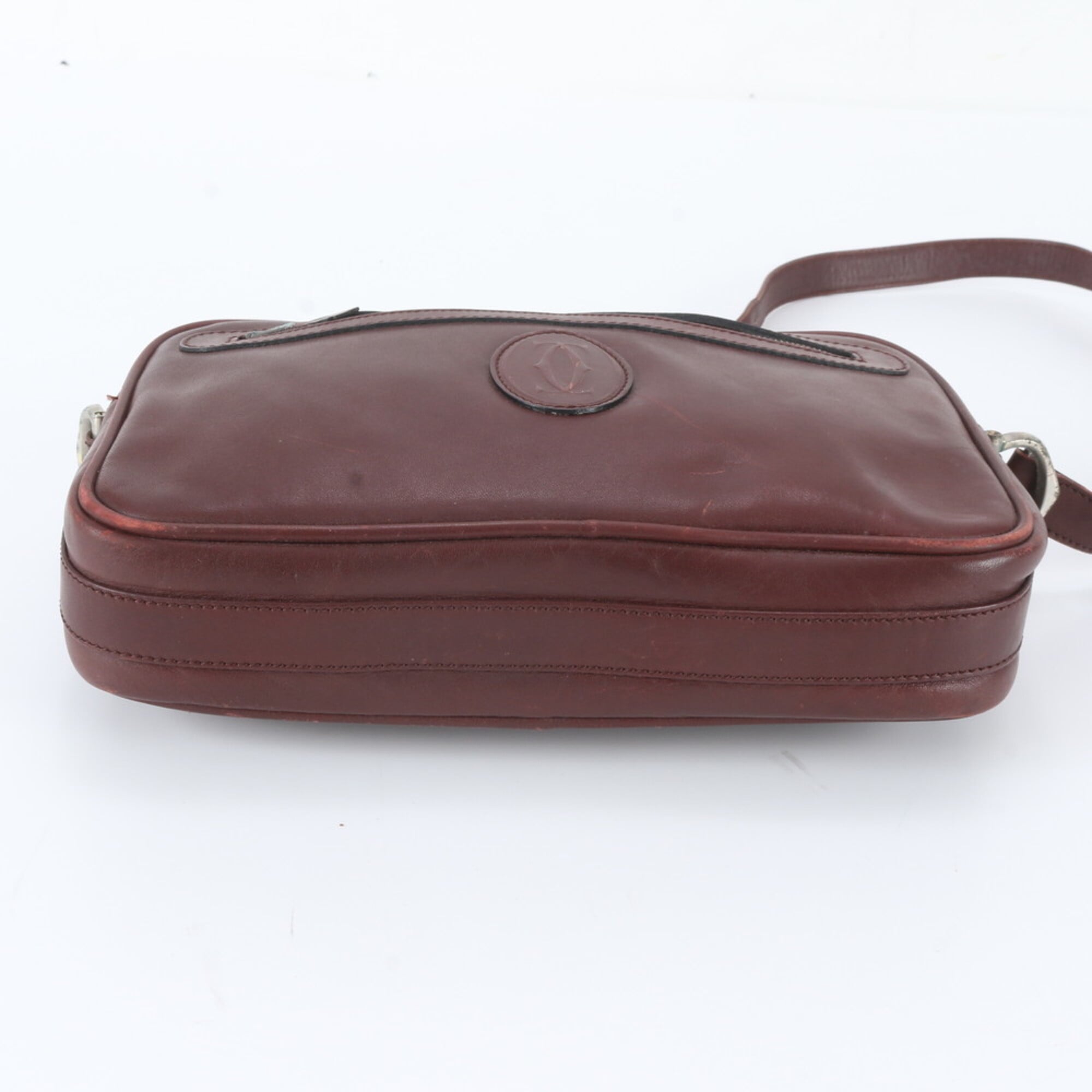 Cartier Bordeaux Leather Crossbody Bag Shoulder Bag (Pre-Owned)