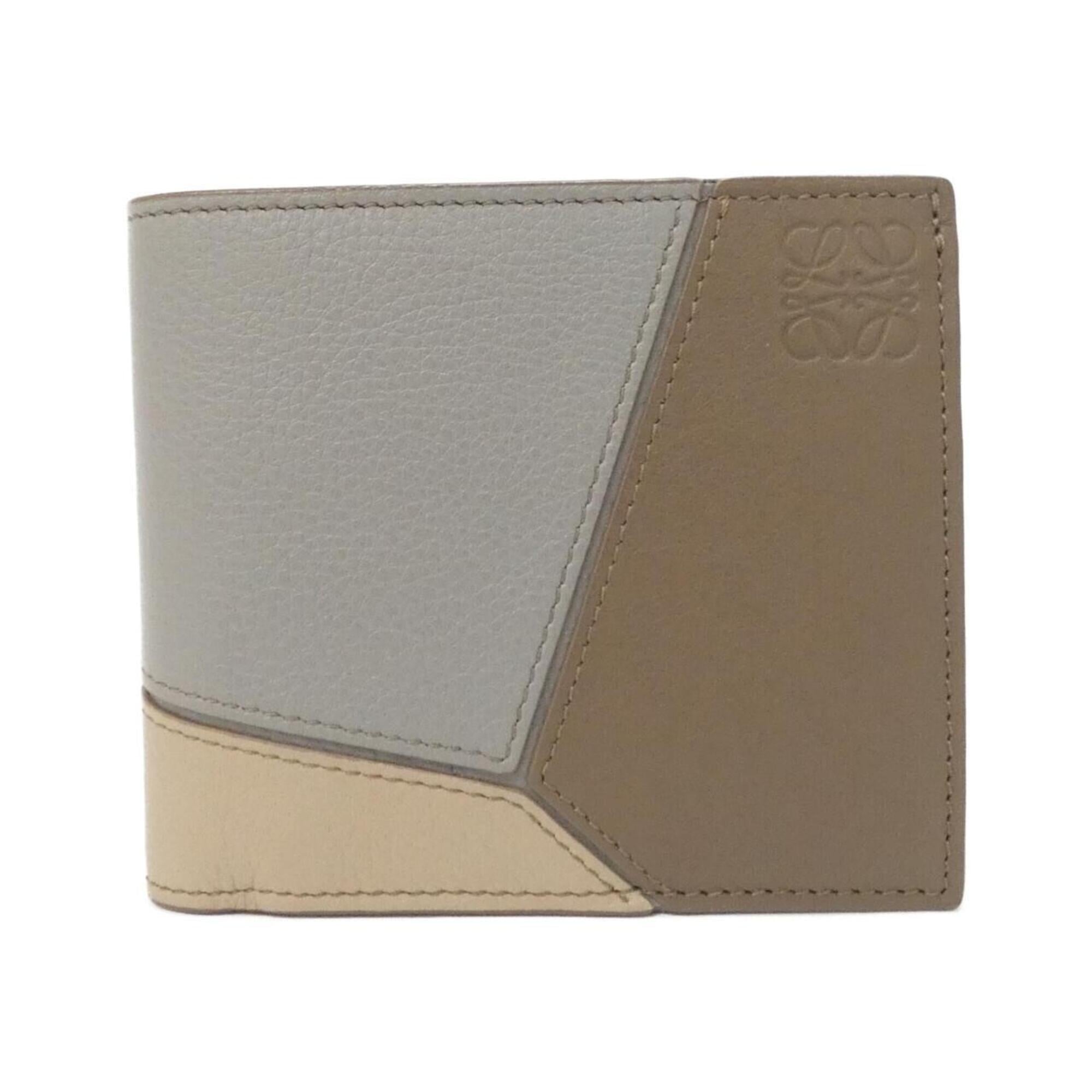 Loewe Brown Gray Leather Wallet (Bi-Fold) (Pre-Owned)