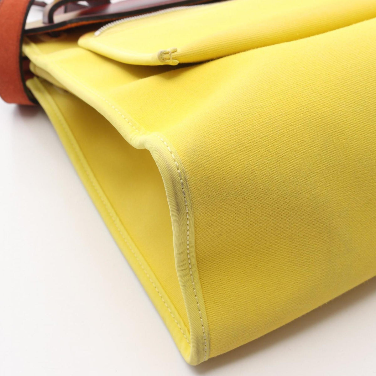 Hermes Bordeaux Lime Yellow Toile Officier Canvas Leather Handbag Pouch (Pre-Owned)