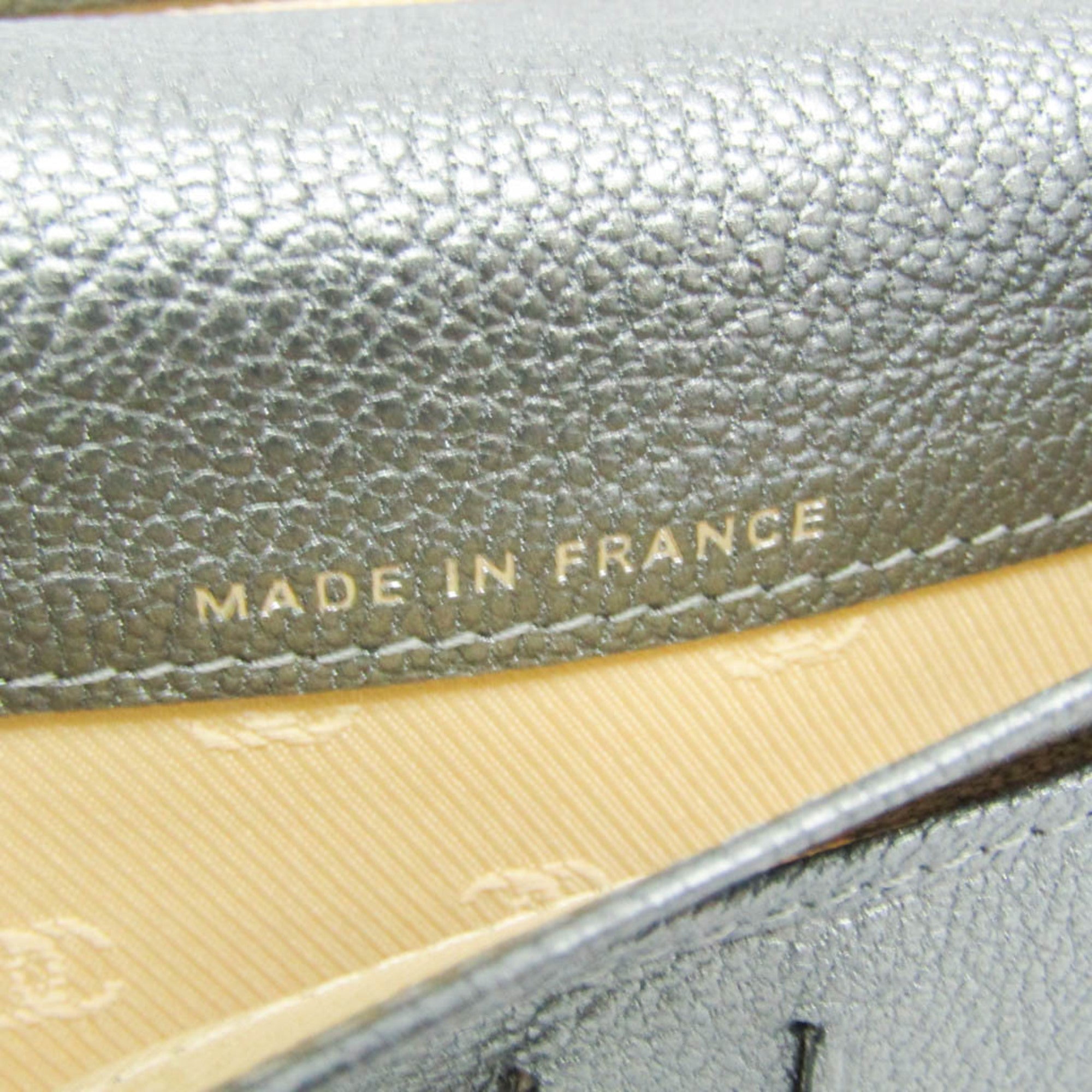 Chanel Coco Button Silver Leather Long Wallet (Bi-Fold) (Pre-Owned)