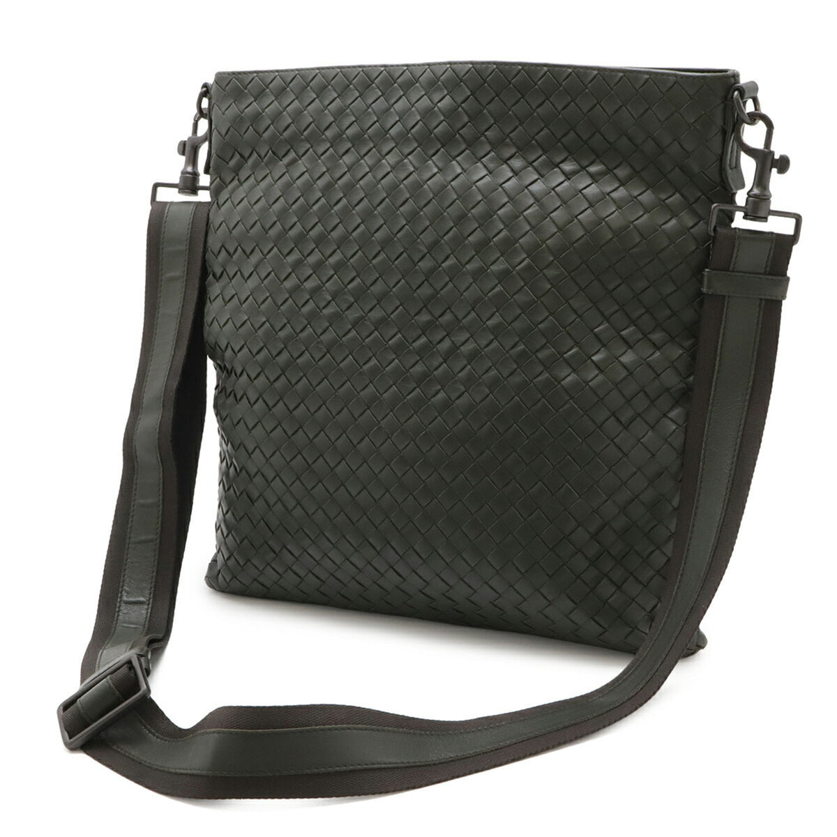 Bottega Veneta Intrecciato Khaki Leather Shoulder Bag (Pre-Owned)
