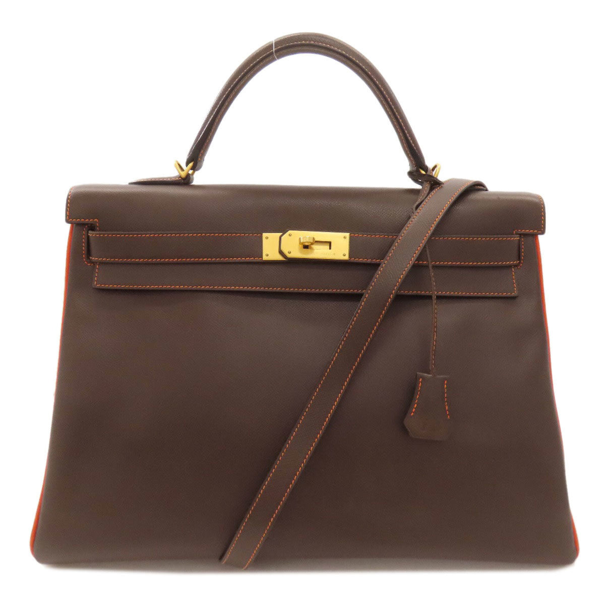 Hermes Brown Orange Epsom Leather Handbag (Pre-Owned)