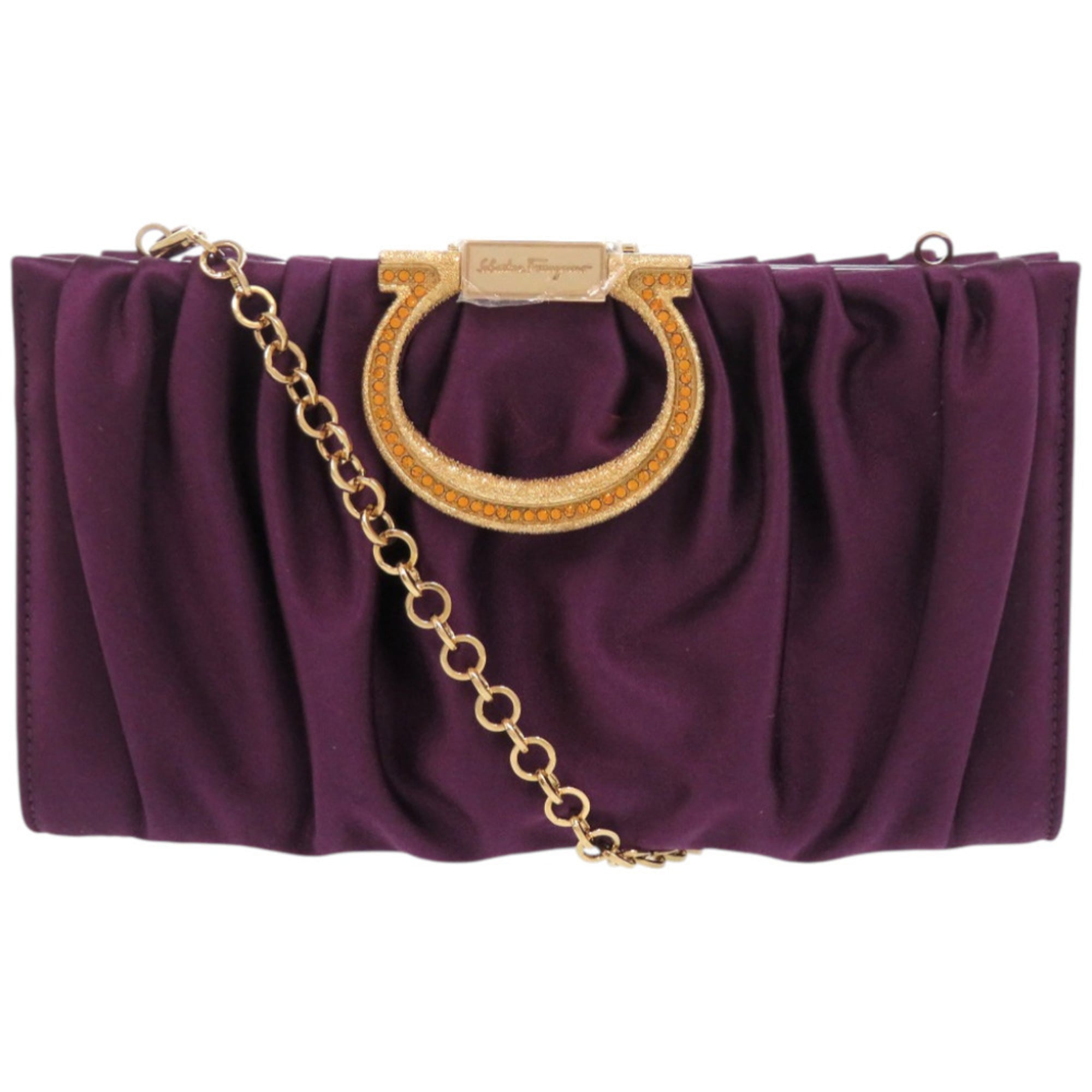 Salvatore Ferragamo Purple Satin Clutch Bag (Pre-Owned)