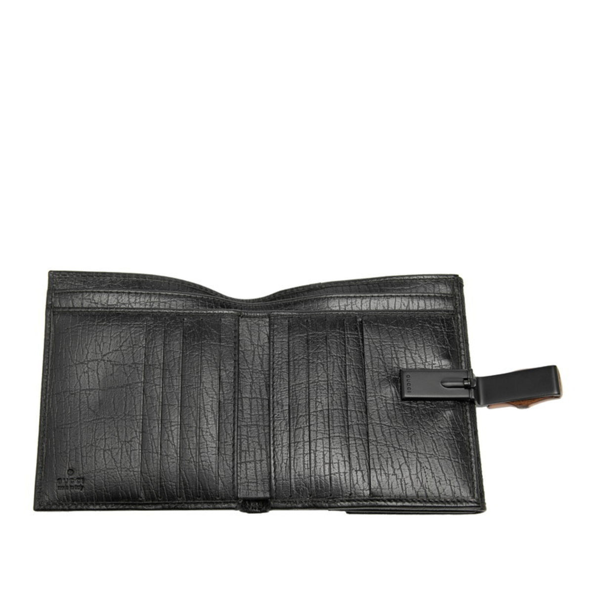 Gucci Bamboo Black Gg Canvas Leather Wallet (Bi-Fold) (Pre-Owned)