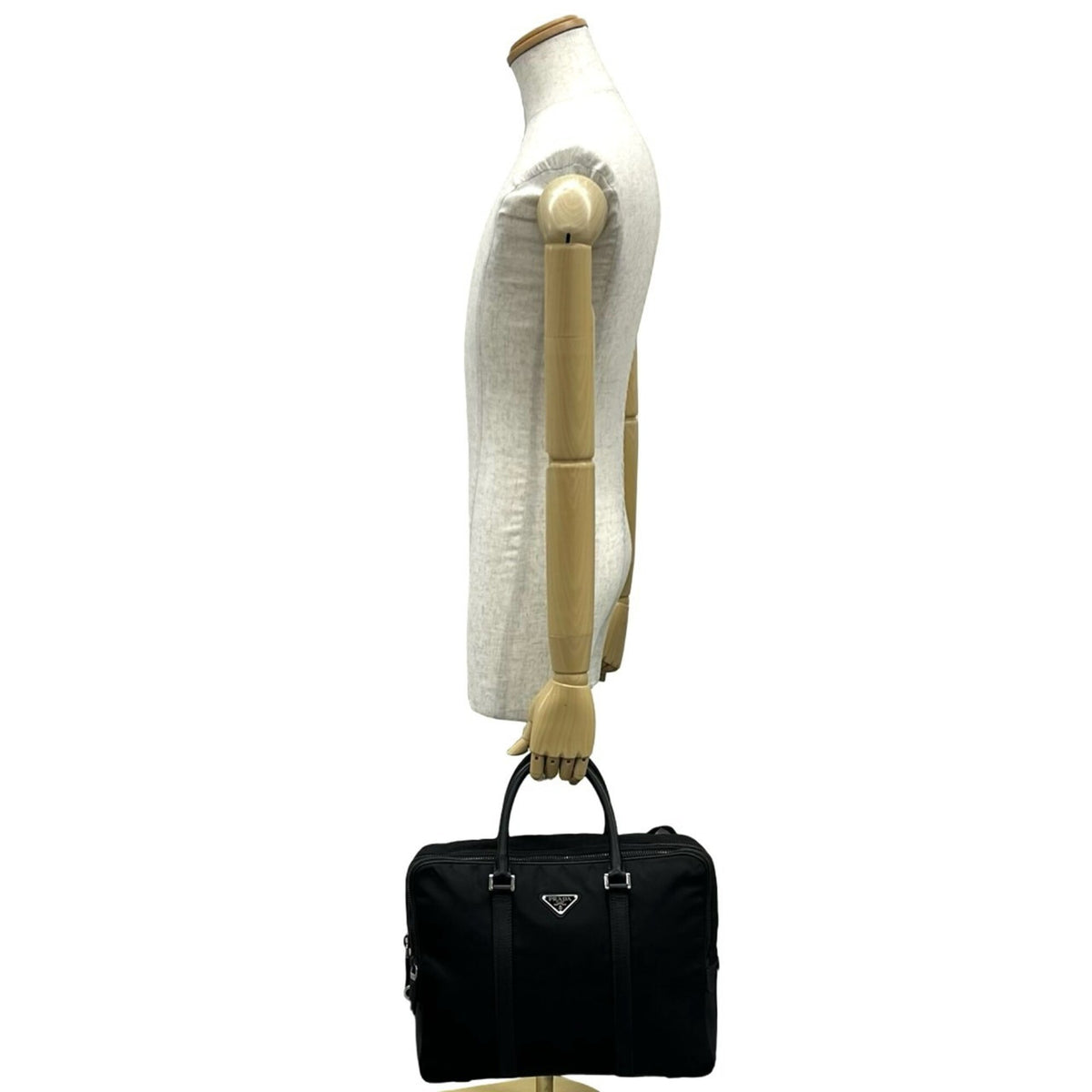 Prada Black Nylon Leather Briefcase (Pre-Owned)