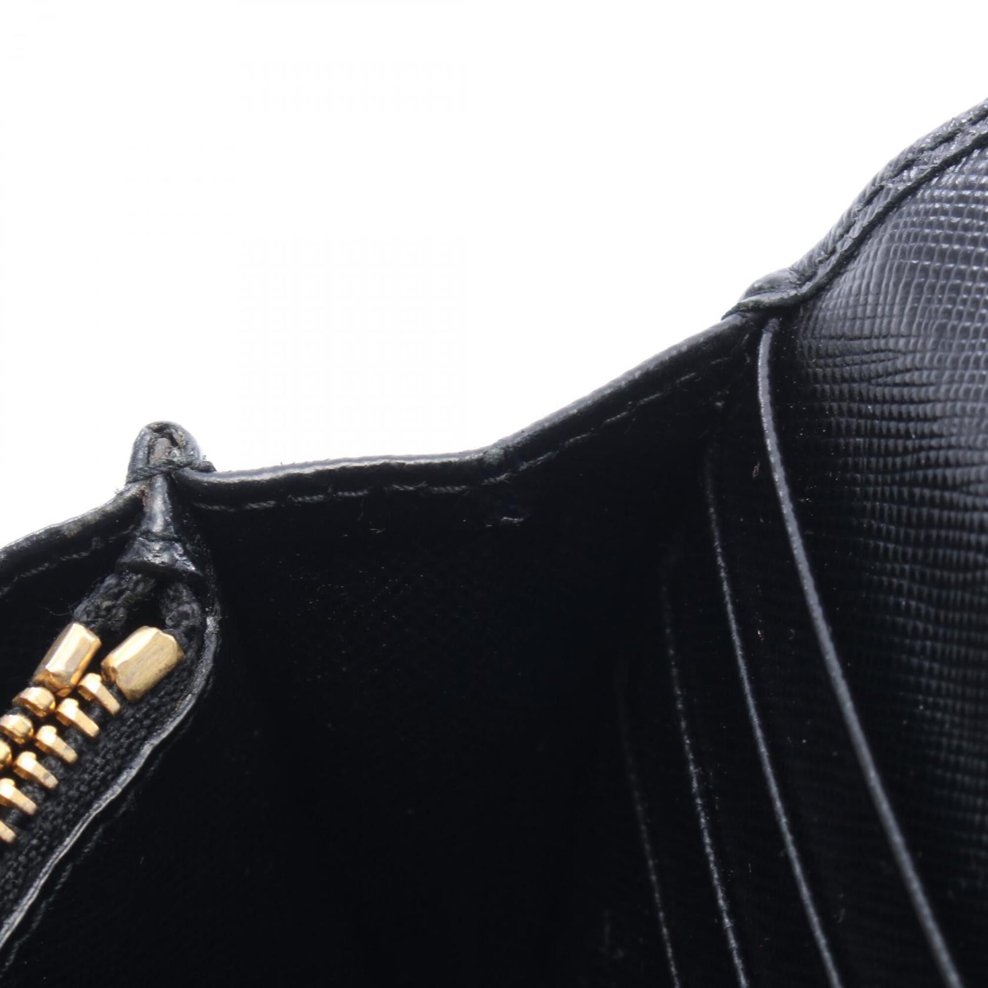 Prada Black Leather Long Wallet (Bi-Fold) (Pre-Owned)