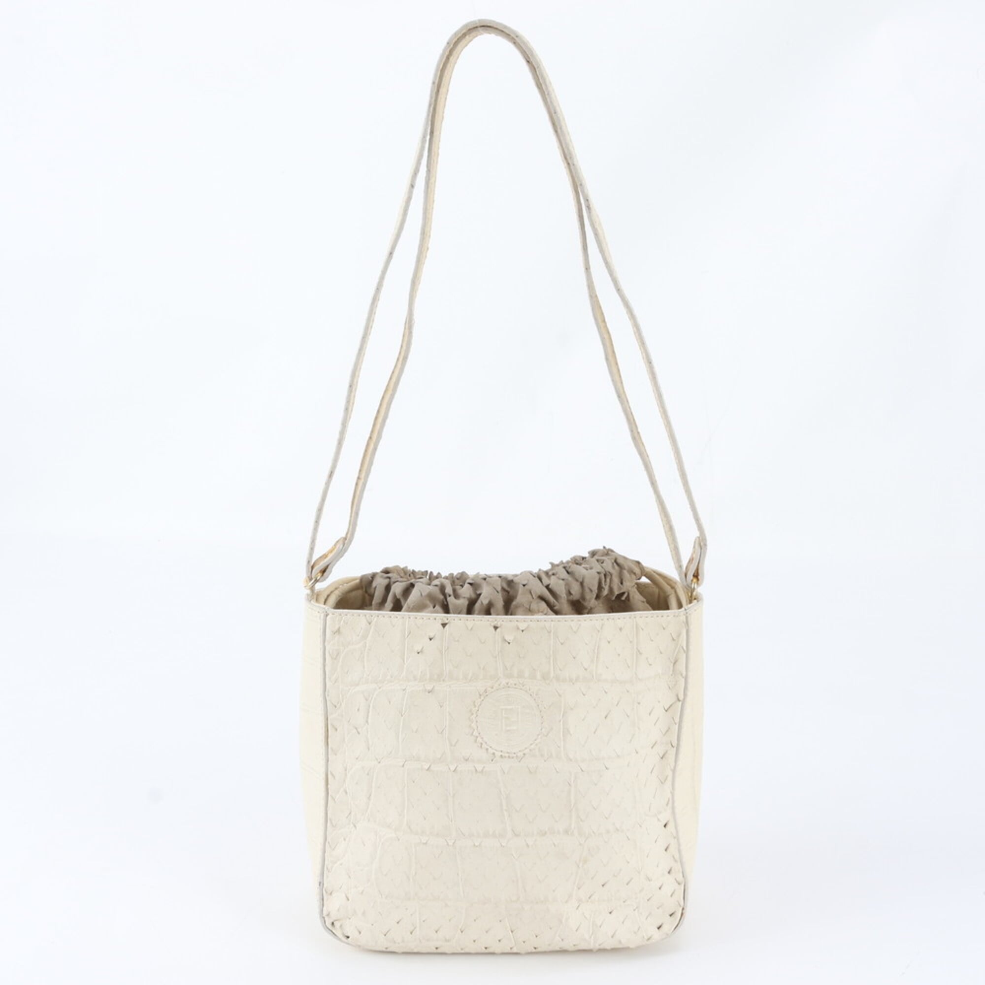 Fendi Ivory Leather Handbag Shoulder Bag Tote Bag (Pre-Owned)