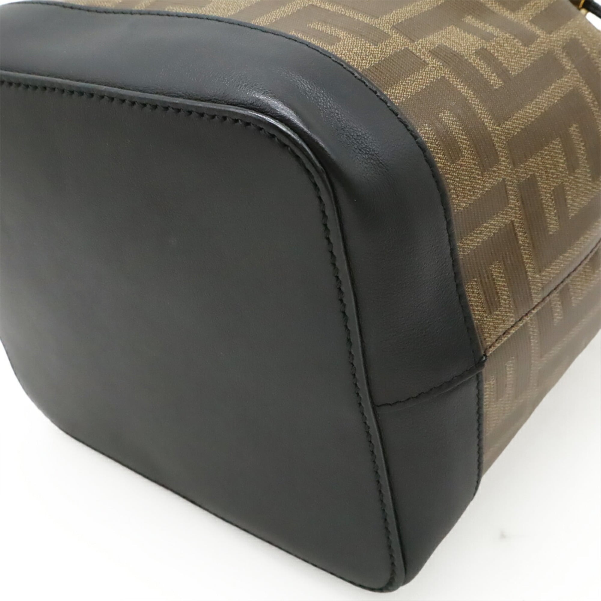 Fendi Zucca Beige Black Brown Coated Canvas Leather Handbag Shoulder Bag (Pre-Owned)
