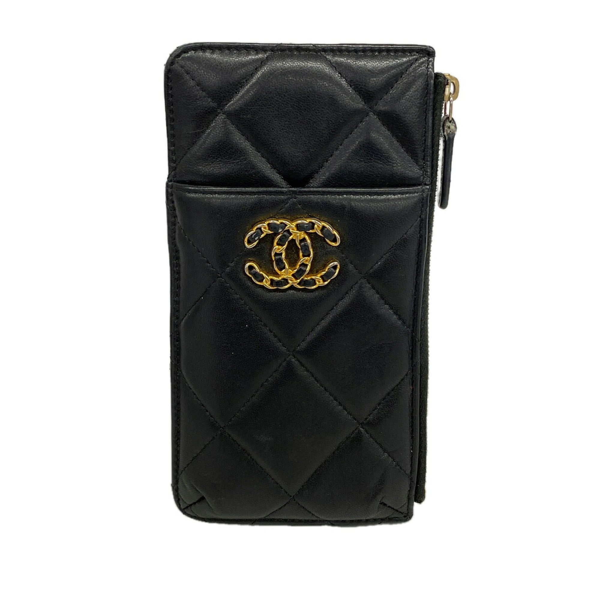 Chanel Black Leather Long Wallet (Bi-Fold) (Pre-Owned)