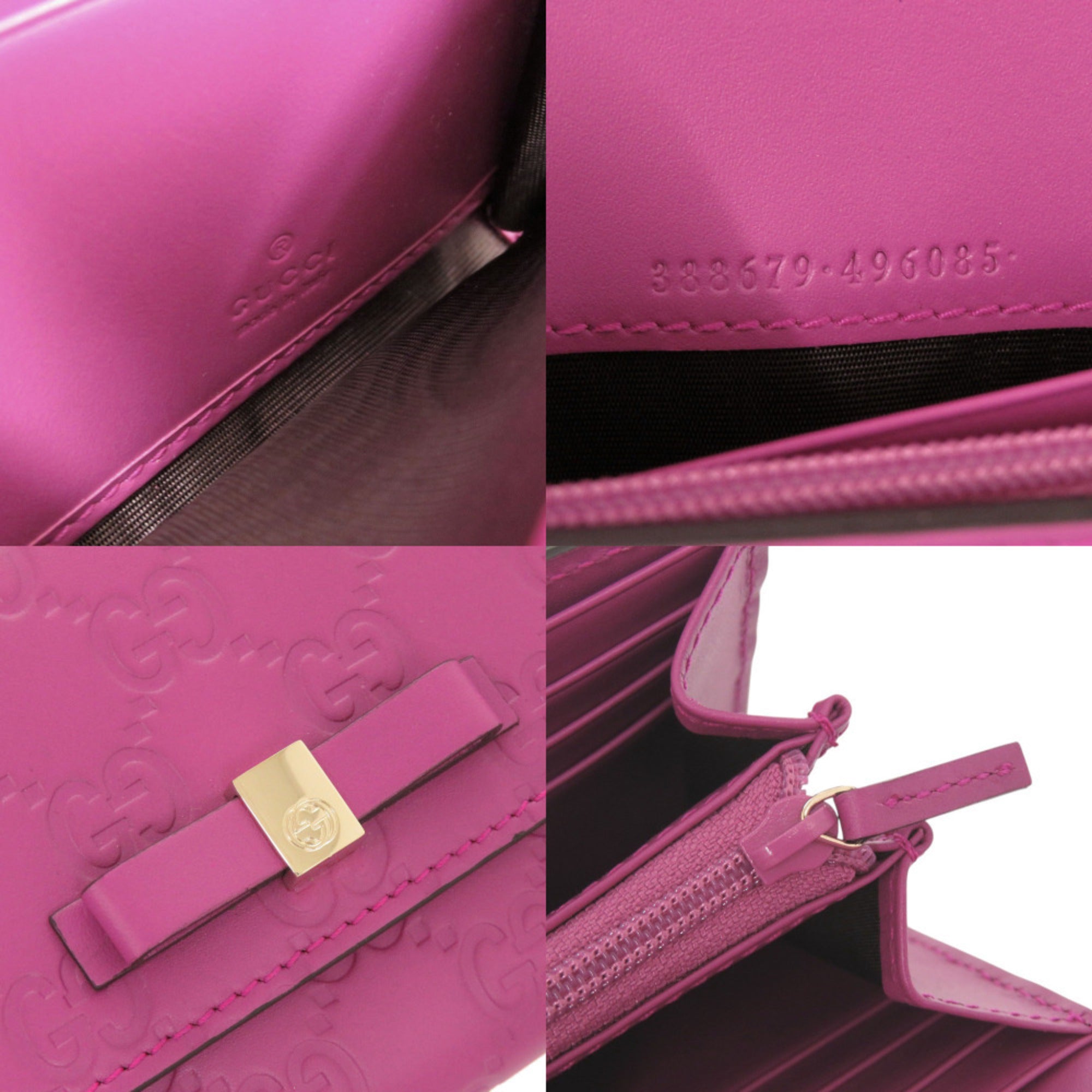 Gucci Purple Leather Long Wallet (Bi-Fold) (Pre-Owned)
