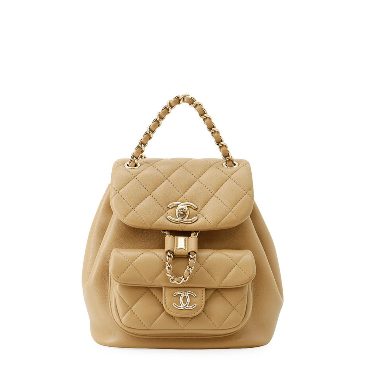 Chanel Matelasse Beige Leather Backpack (Pre-Owned)