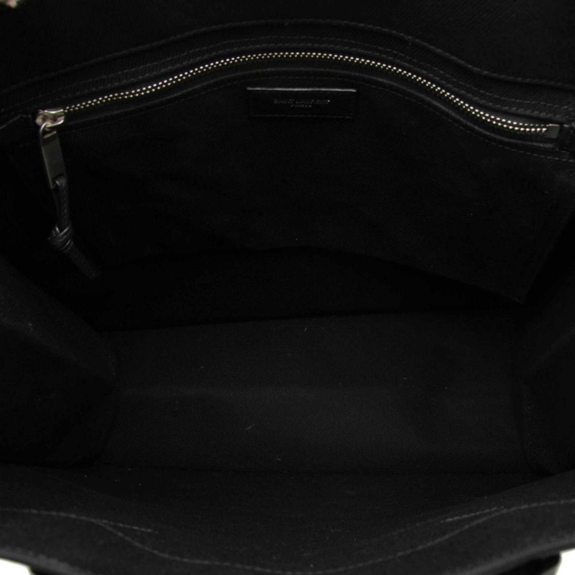 Saint Laurent Black Canvas Leather Handbag Tote Bag (Pre-Owned)