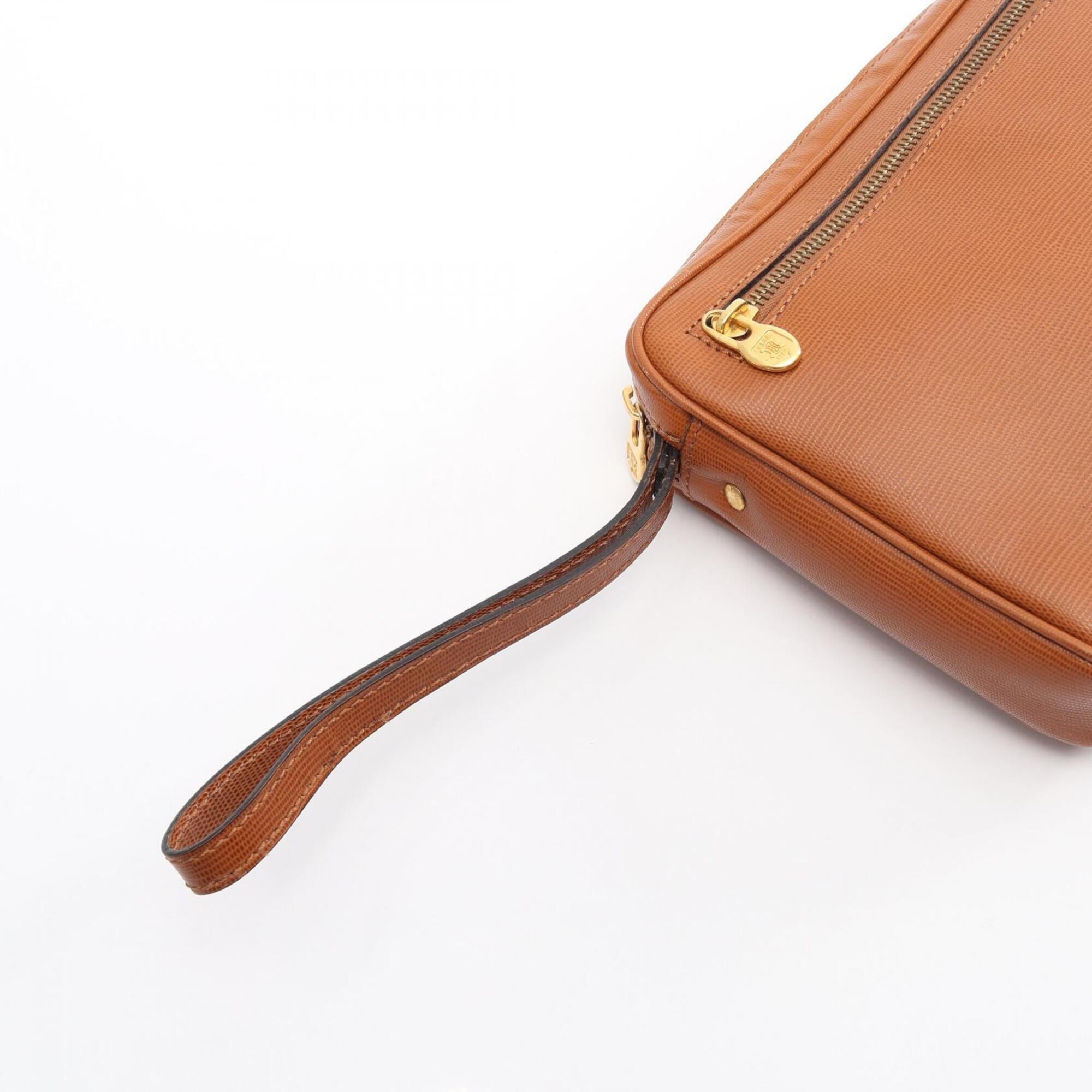Celine Brown Leather Clutch Bag Handbag (Pre-Owned)