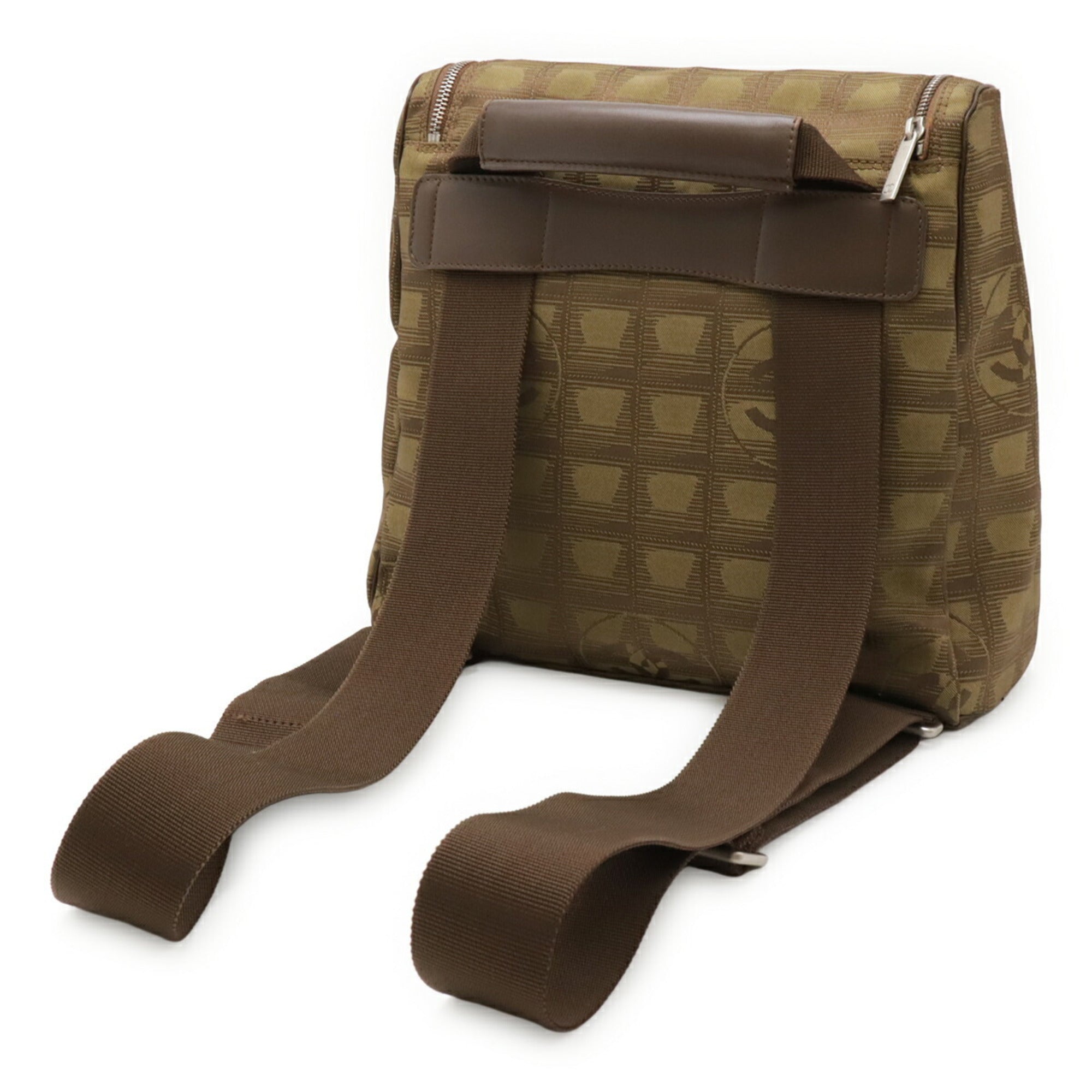 Chanel Khaki New Travel Line Leather Backpack Shoulder Bag (Pre-Owned)