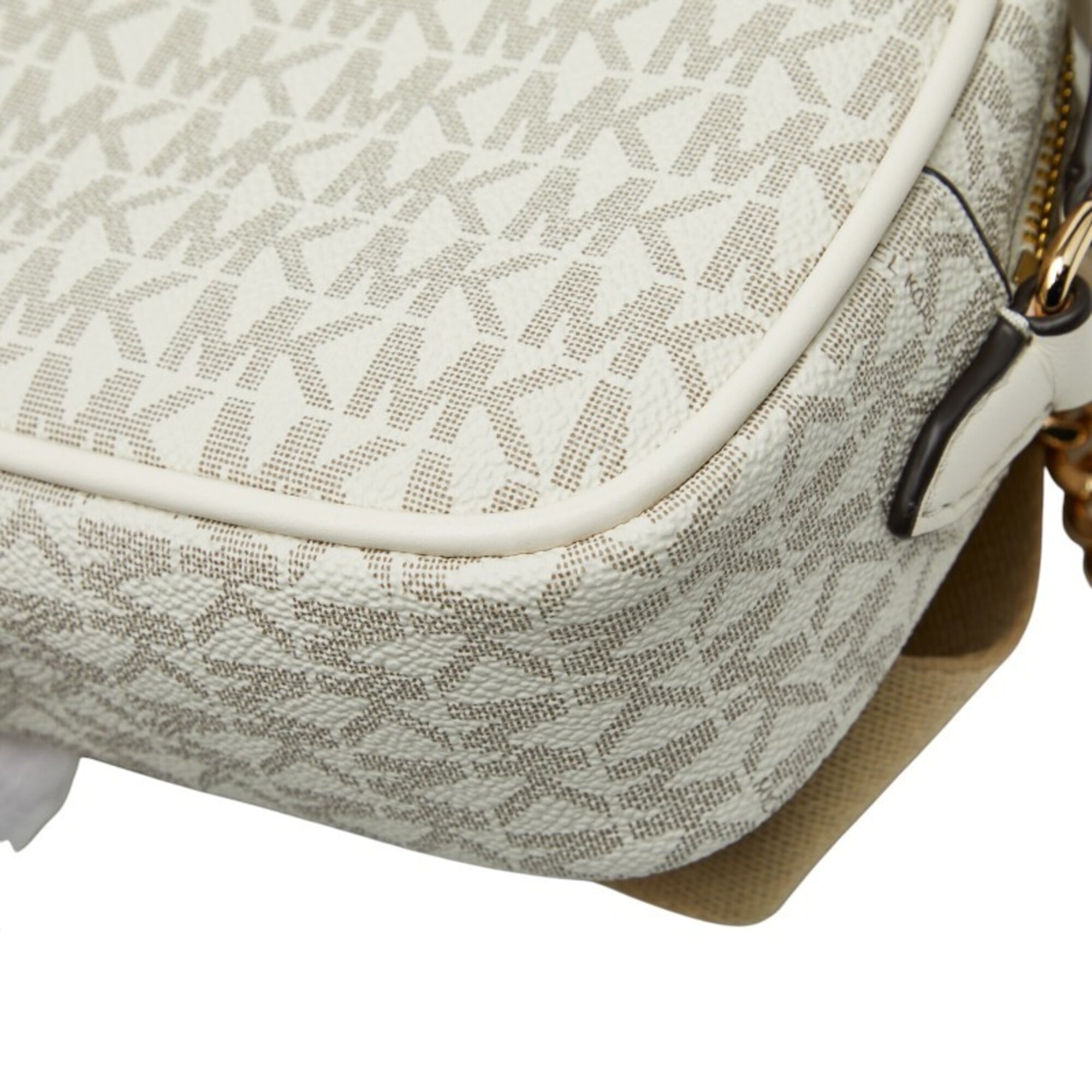 Michael Kors Beige White Leather Pvc Pouch Shoulder Bag (Pre-Owned)