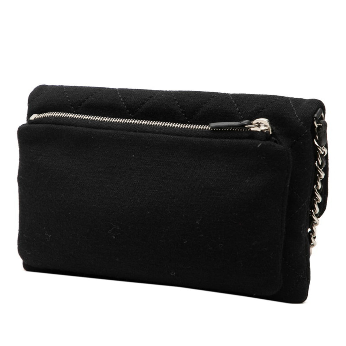 Chanel Black Cotton Canvas Leather Shoulder Bag (Pre-Owned)