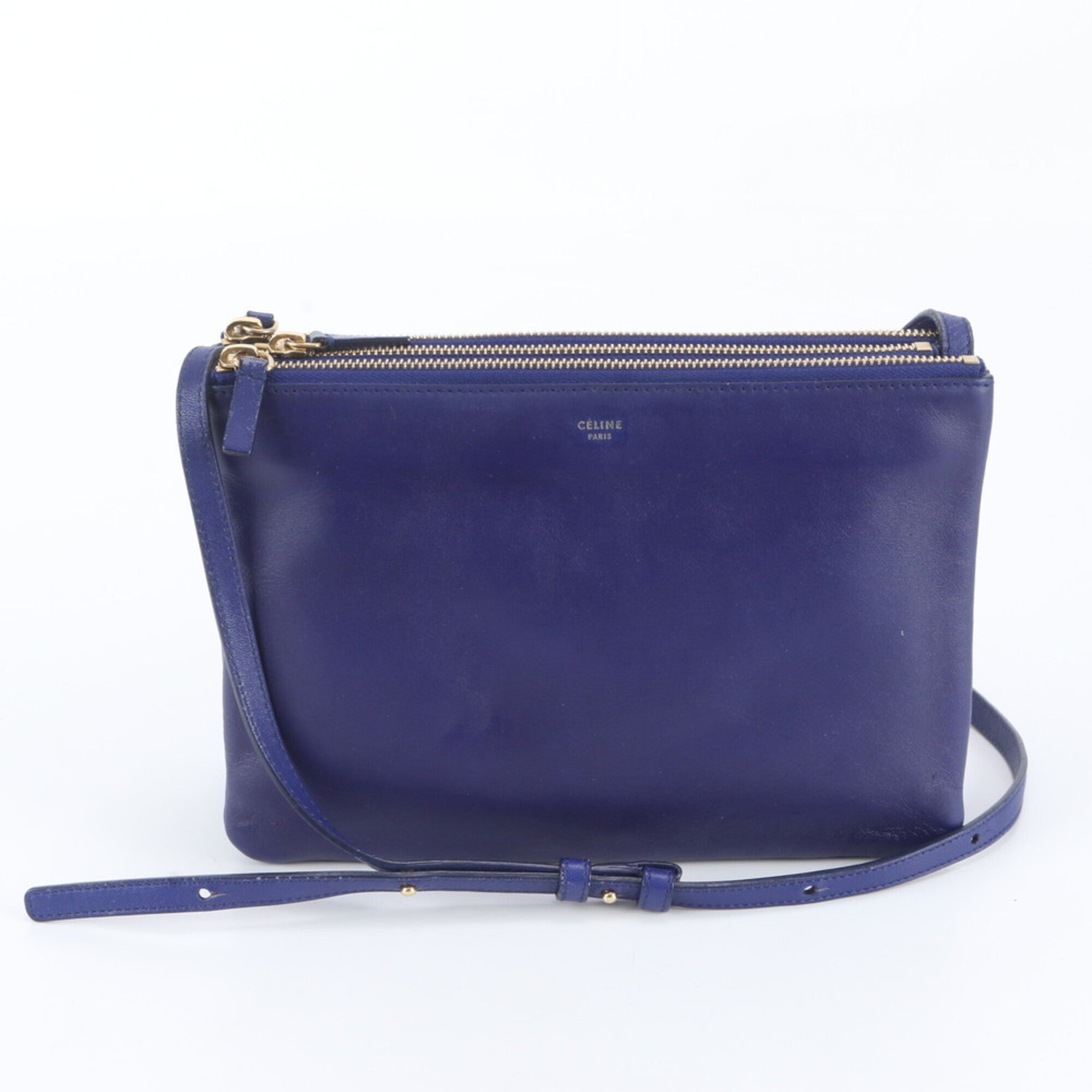 Celine Navy Leather Handbag Shoulder Bag Tote Bag (Pre-Owned)