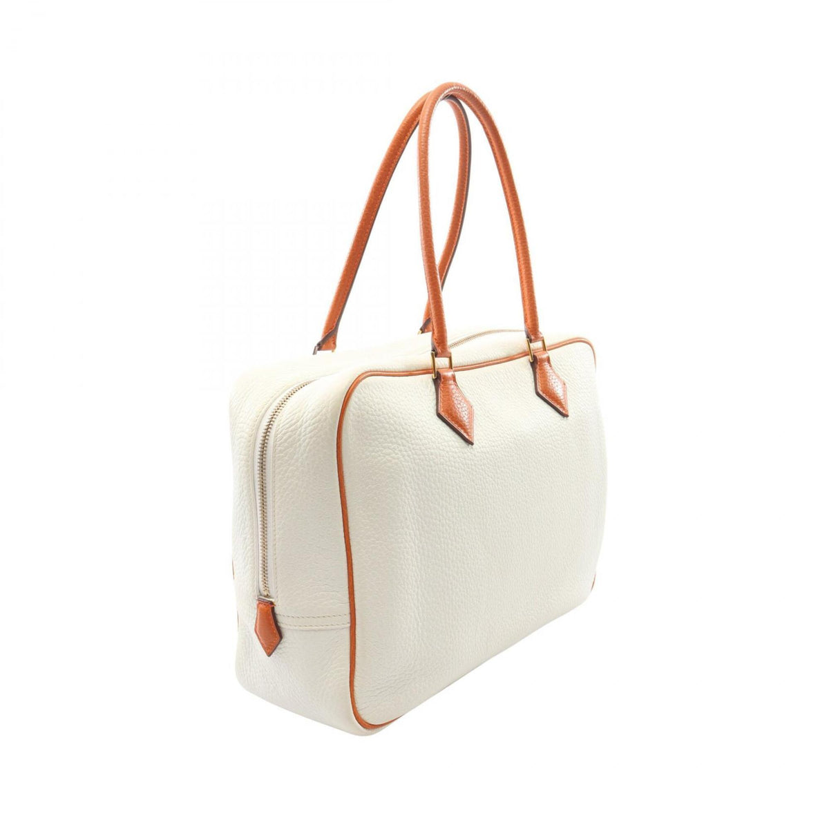 Hermes Orange Potiron White Taurillon Clemence Leather Leather Handbag (Pre-Owned)