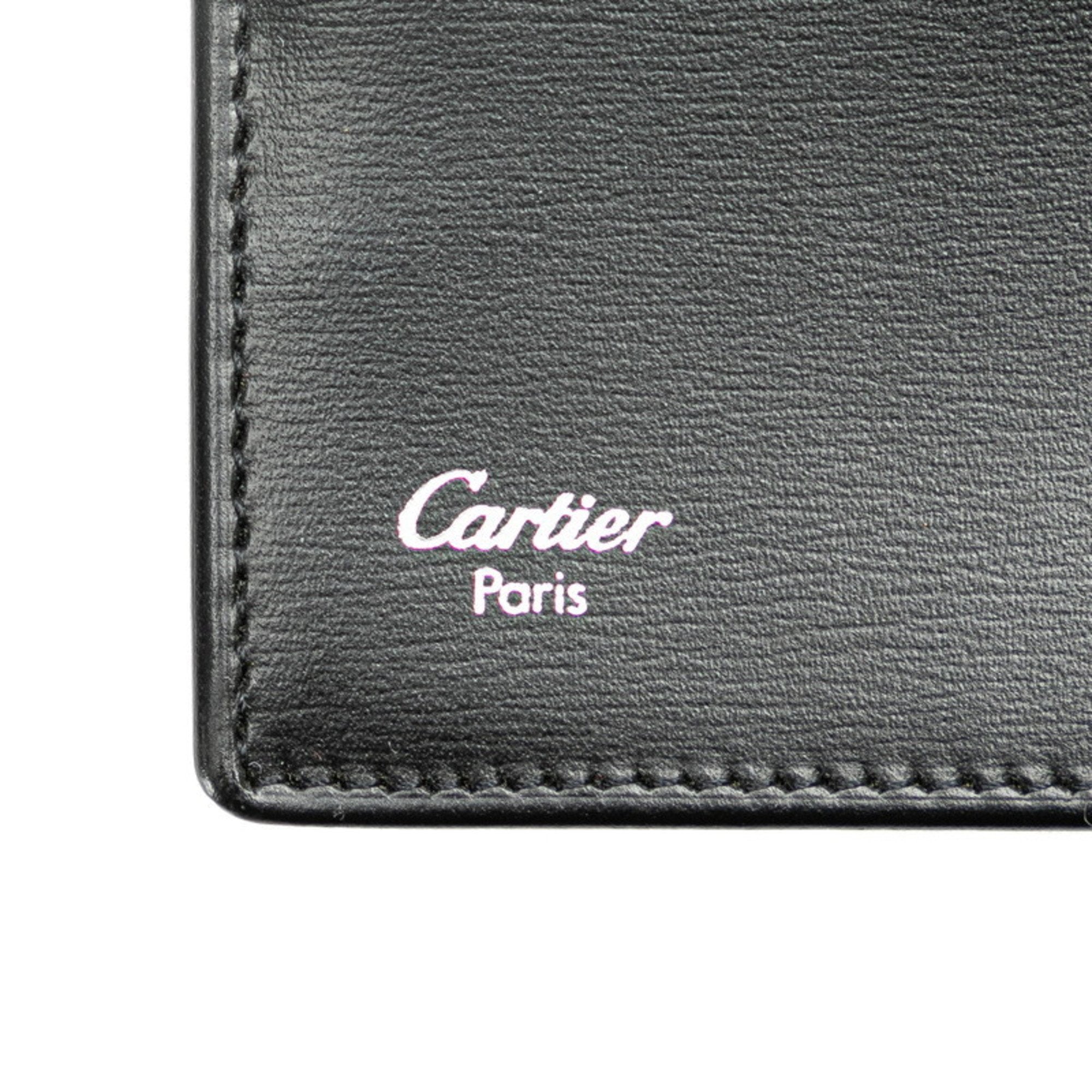 Cartier Black Leather Long Wallet (Bi-Fold) (Pre-Owned)
