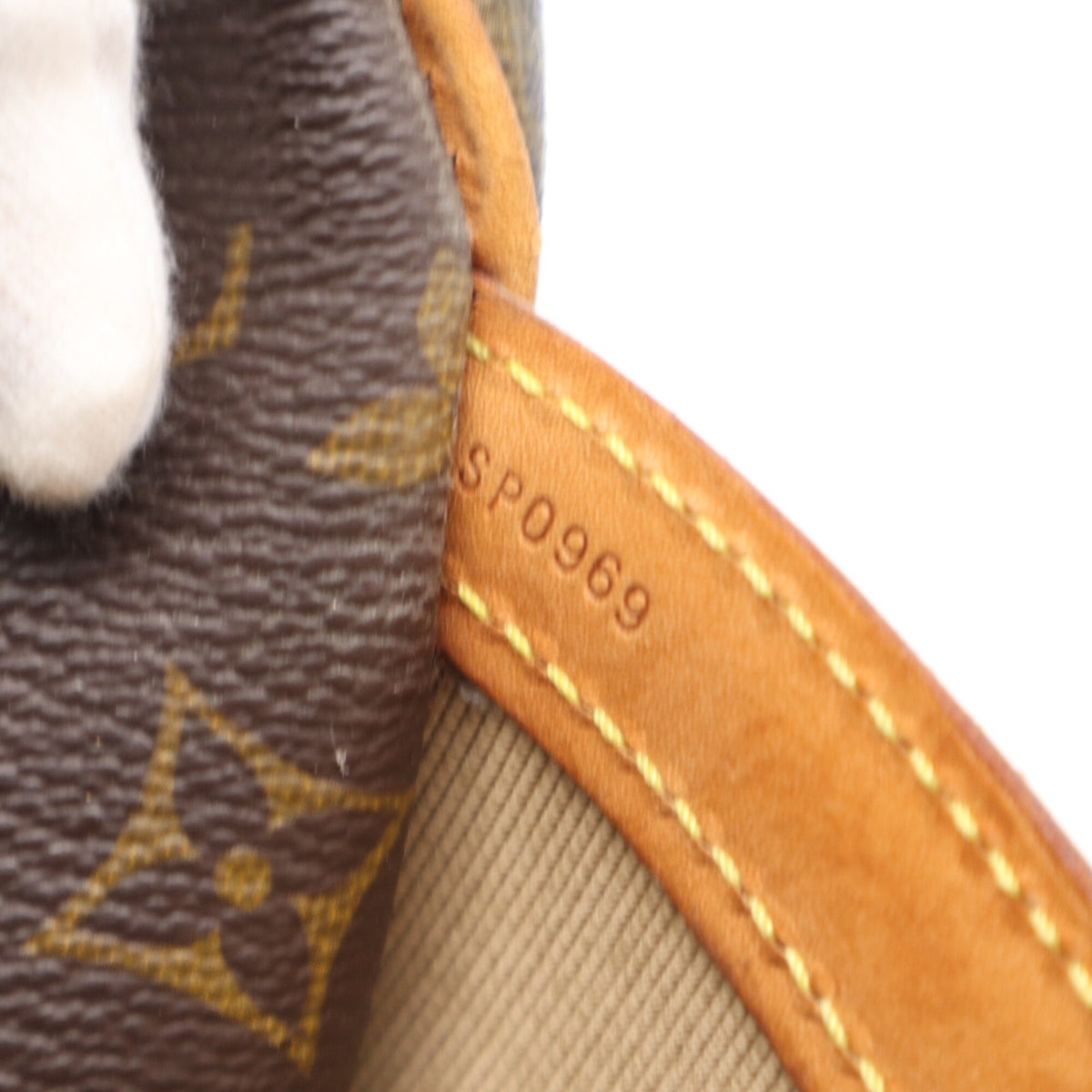 Louis Vuitton Beige Brown Monogram Coated Canvas Leather Shoulder Bag (Pre-Owned)