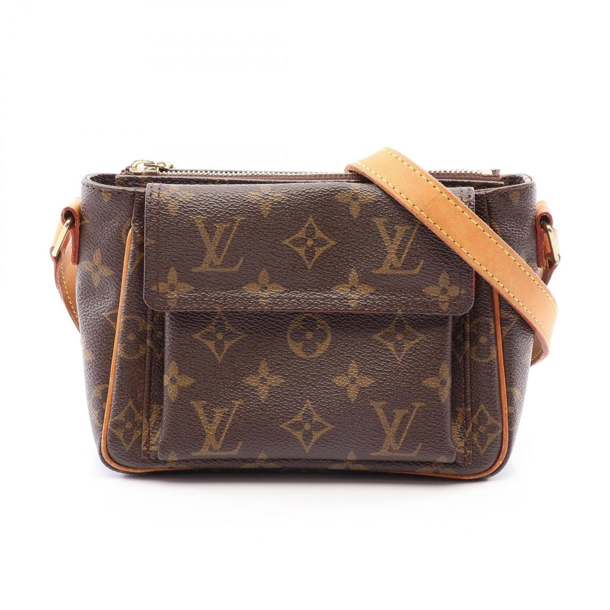 Louis Vuitton Brown Coated Canvas Leather Handbag Shoulder Bag (Pre-Owned)