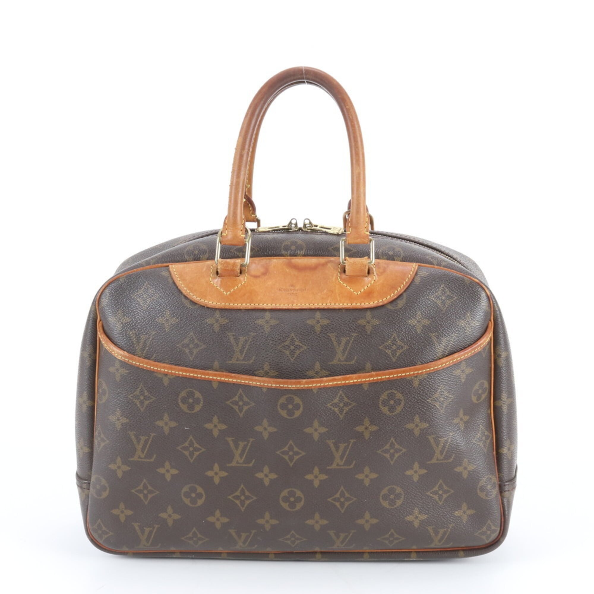 Louis Vuitton Monogram Brown Leather Coated Canvas Handbag Tote Bag (Pre-Owned)