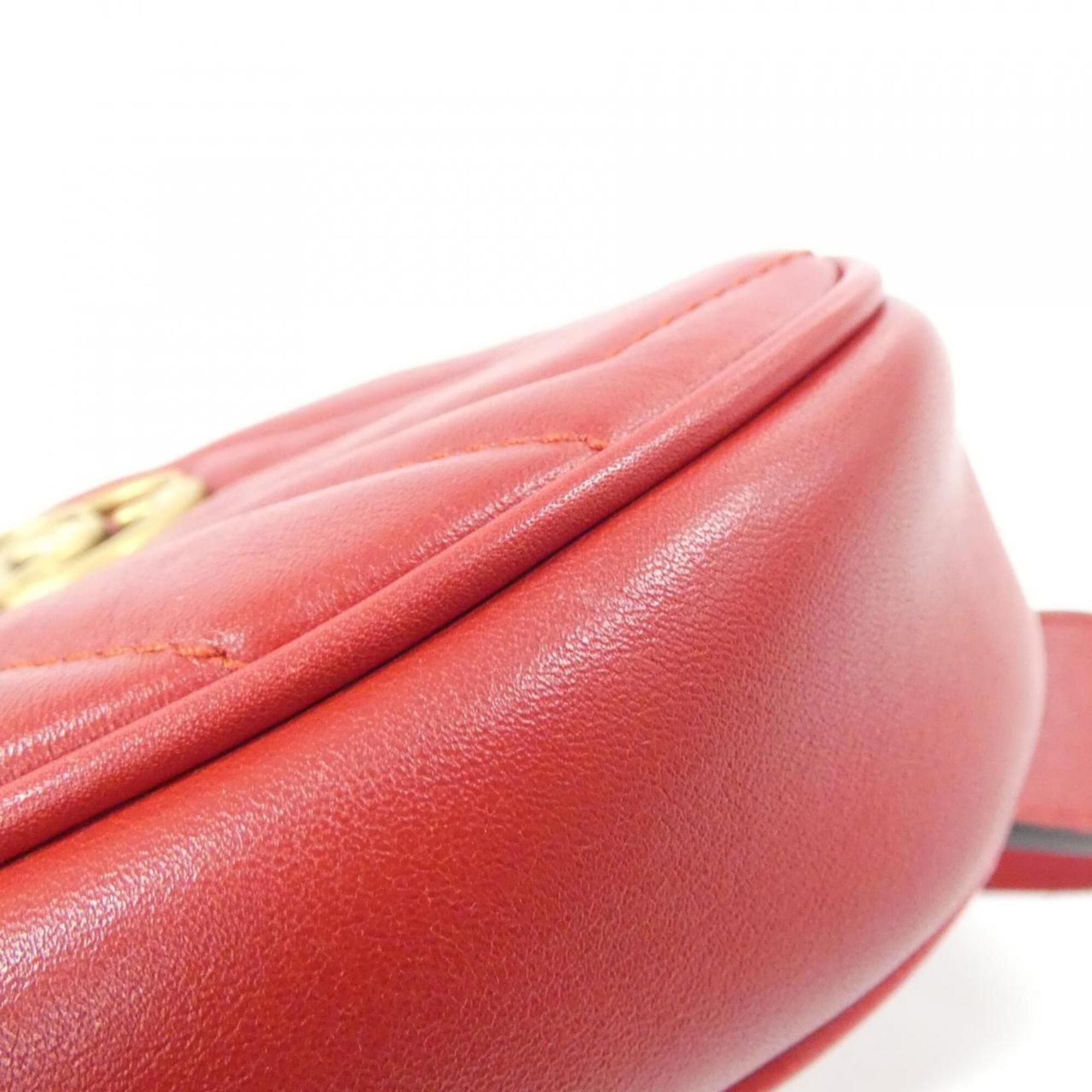 Gucci Gg Marmont Red Color Leather Fanny Pack (Pre-Owned)