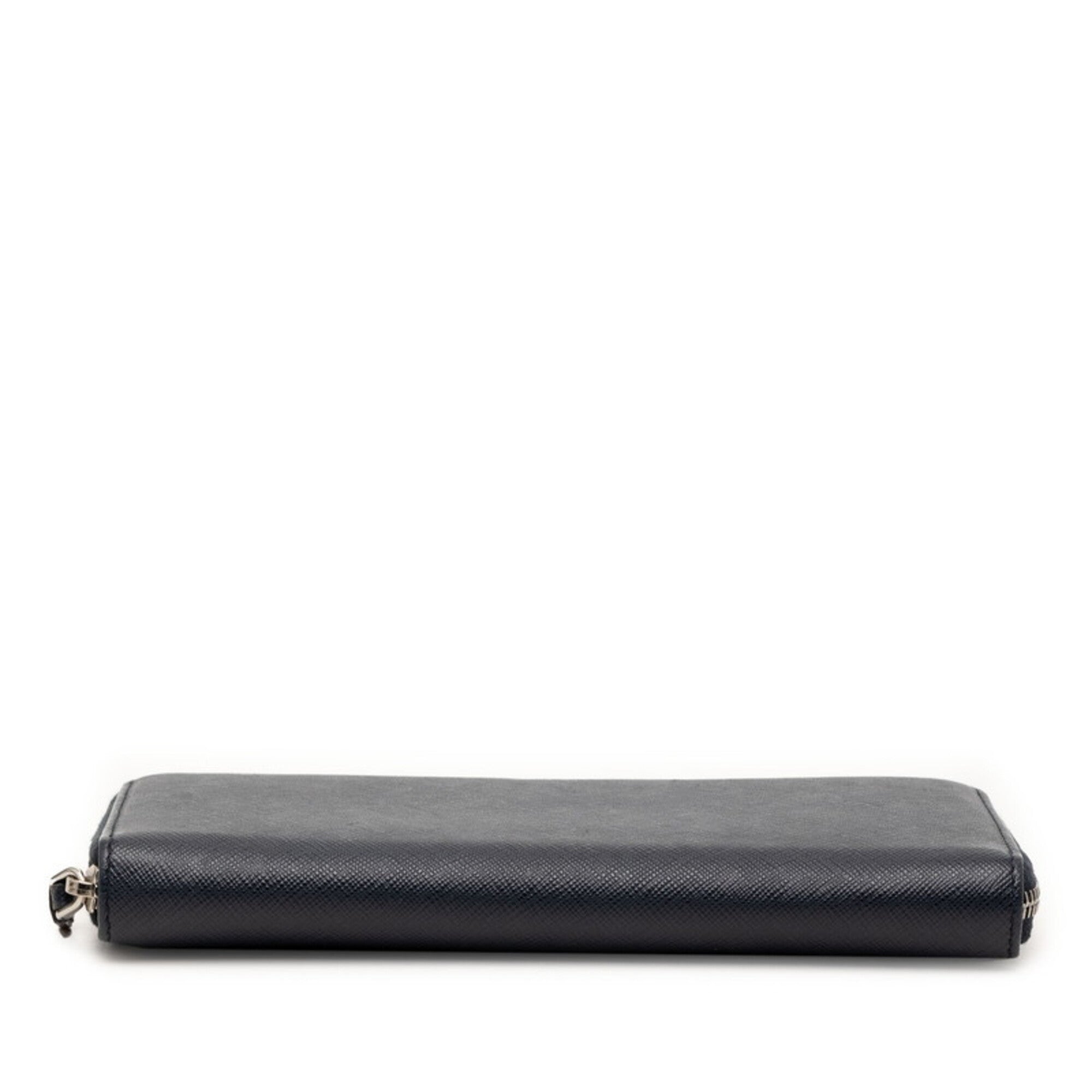 Prada Navy Leather Long Wallet (Bi-Fold) (Pre-Owned)