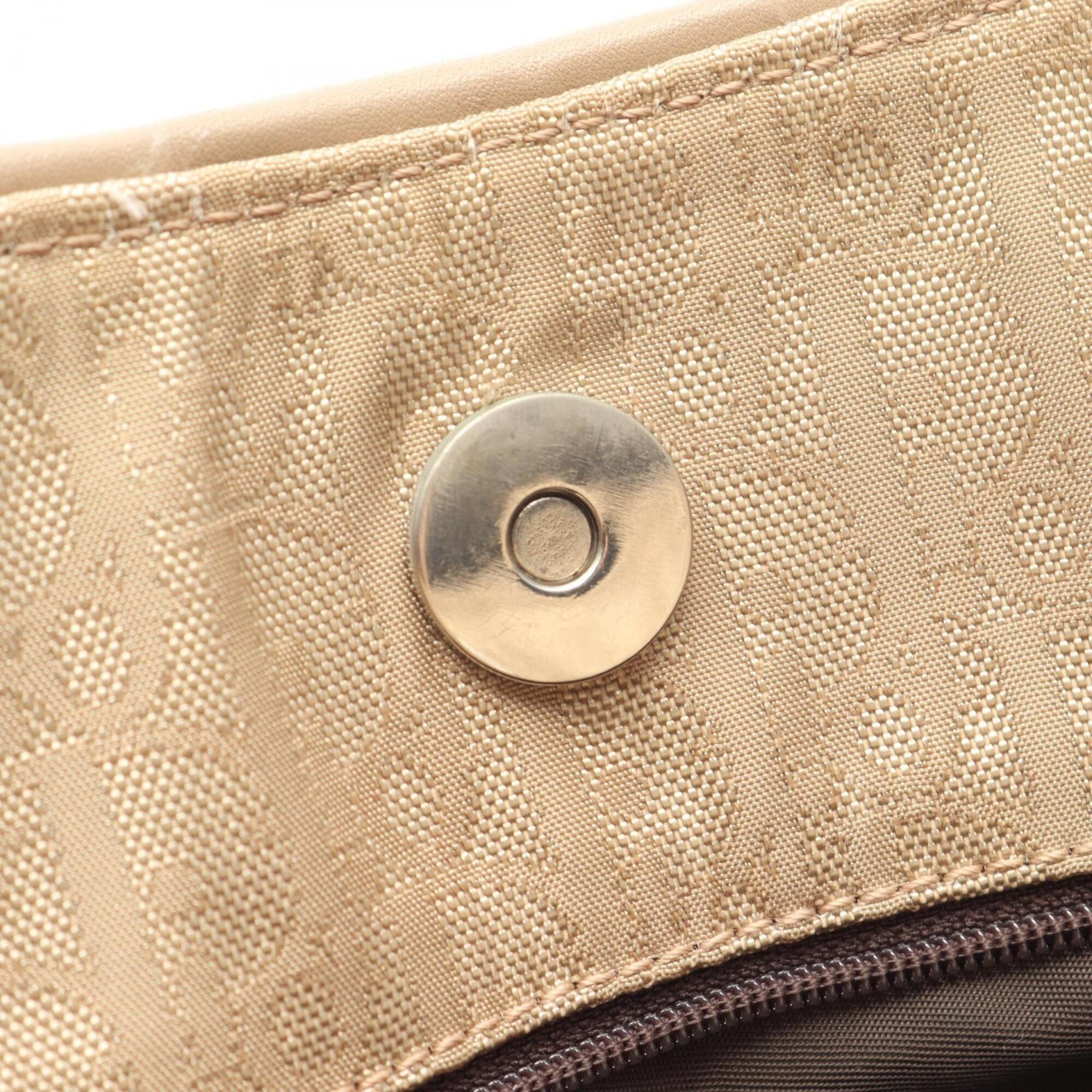 Christian Dior Beige Leather Nylon Canvas Handbag (Pre-Owned)