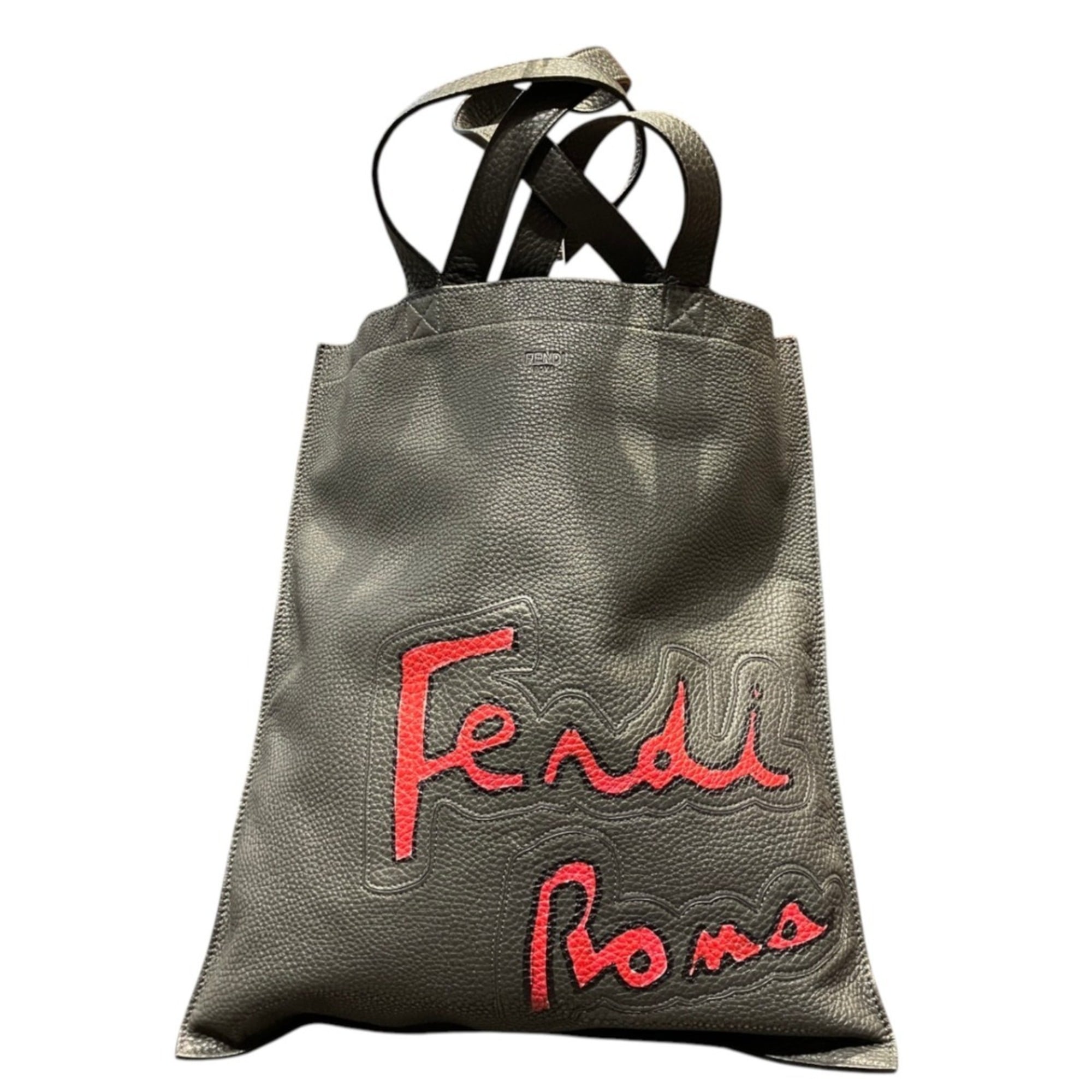 Fendi Gray Leather Suede Tote Bag (Pre-Owned)