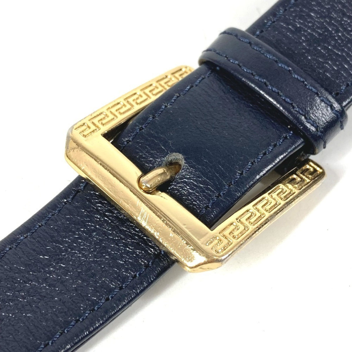 Versace Navy Leather Shoulder Bag (Pre-Owned)