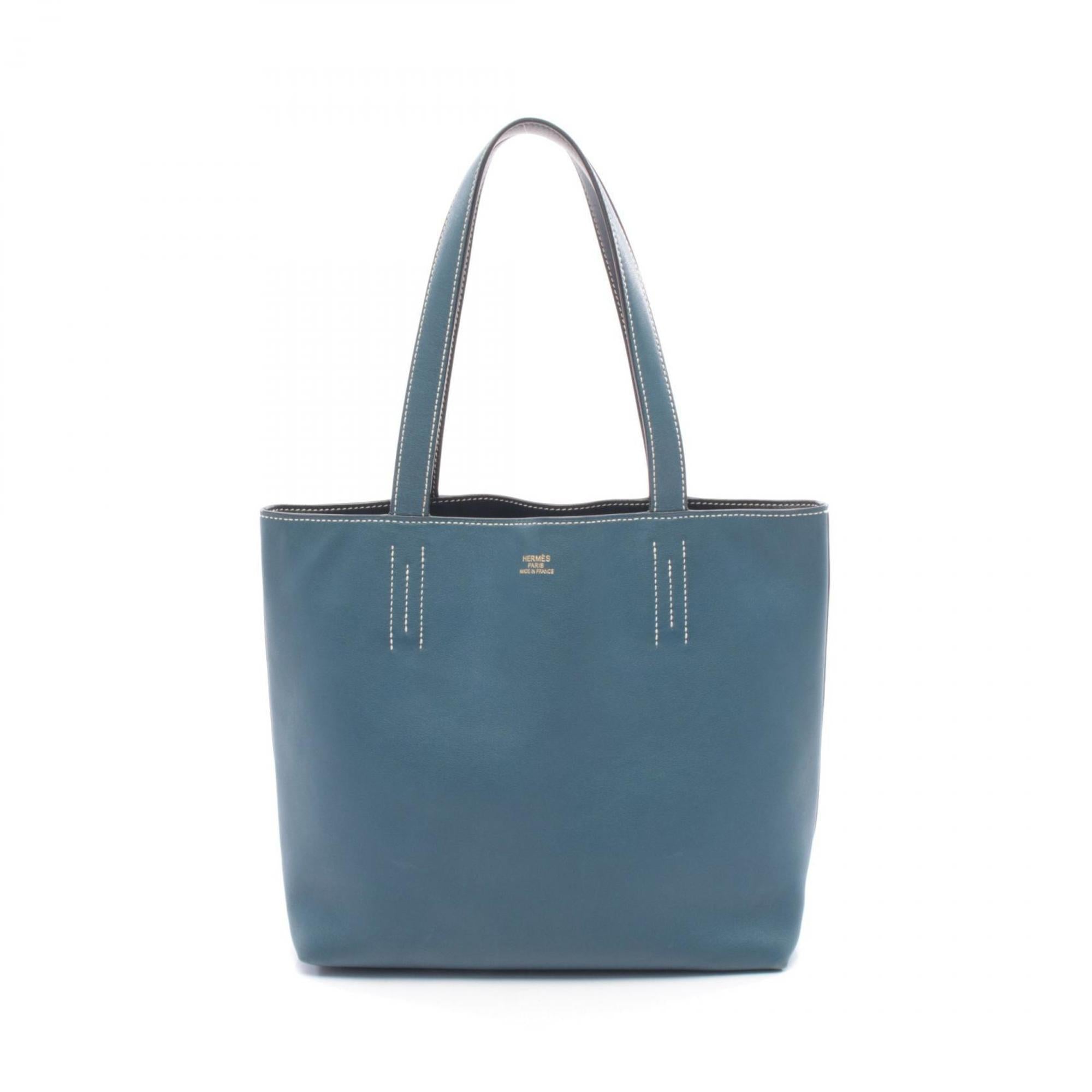 Hermes Blue Navy Leather Handbag Tote Bag (Pre-Owned)