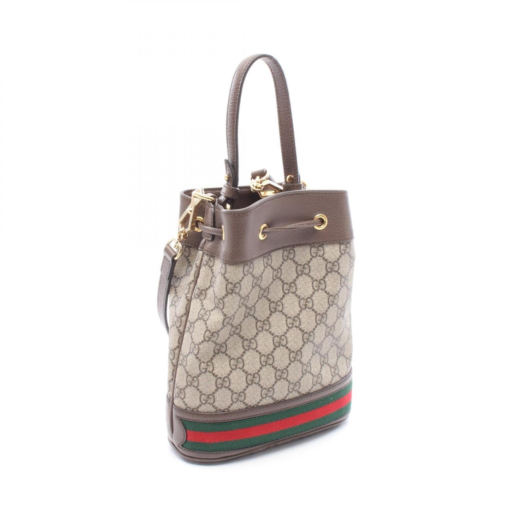Gucci Beige Brown Pvc Coated Canvas Leather Handbag (Pre-Owned)