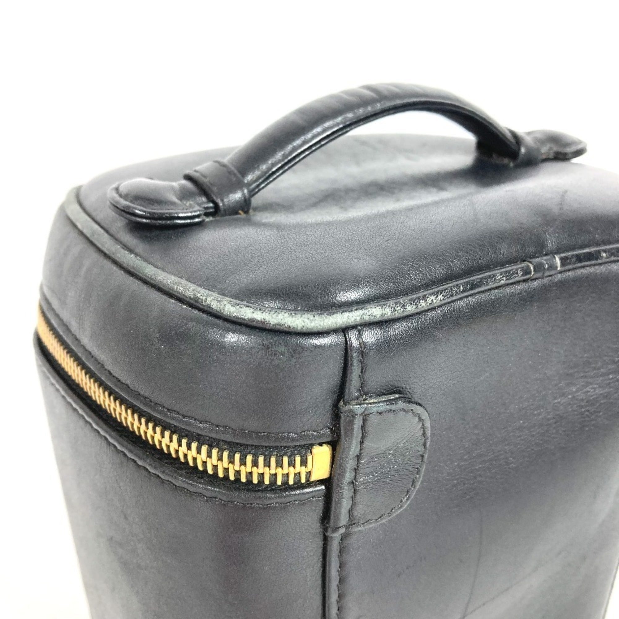 Chanel Black Leather Handbag Pouch Vanity Bag (Pre-Owned)