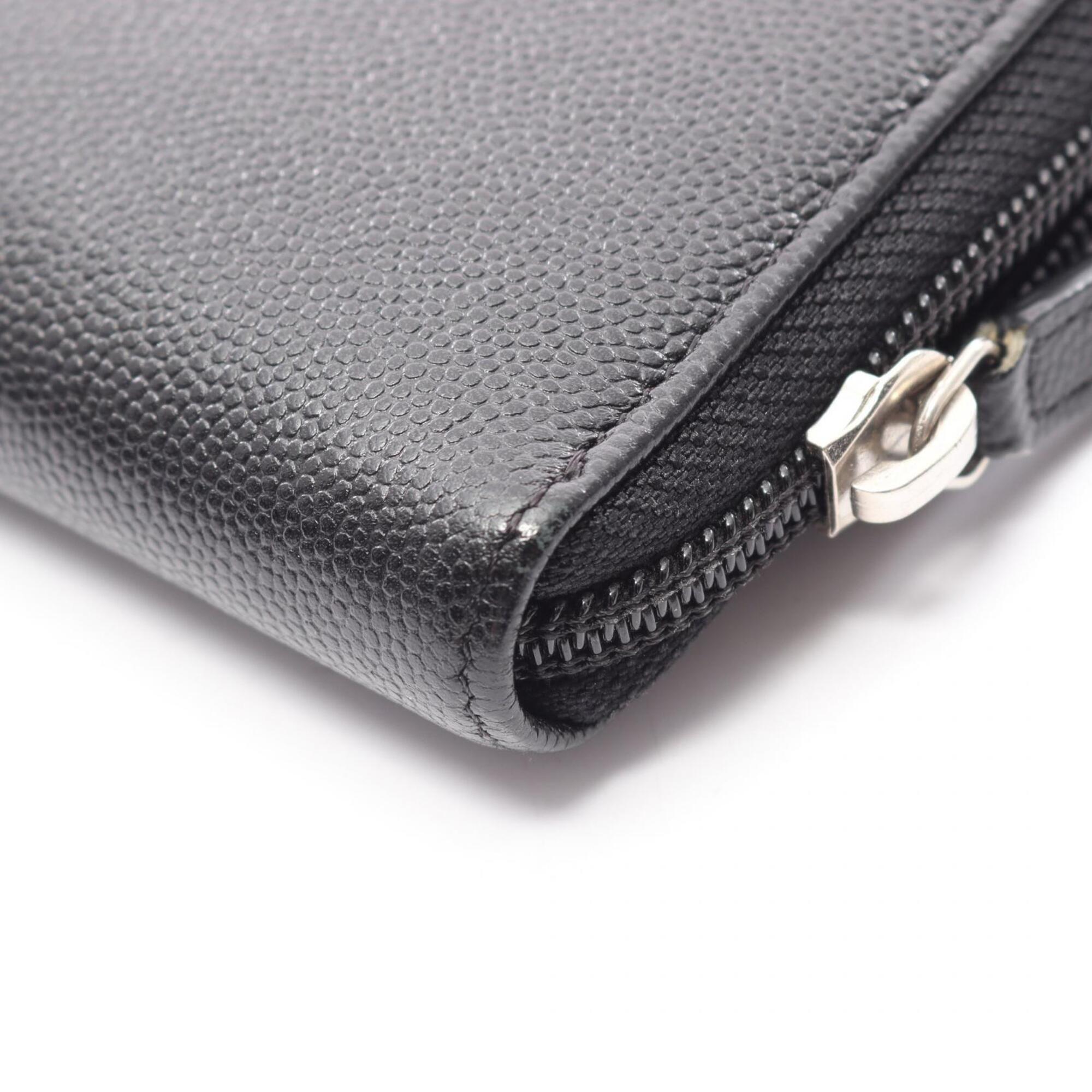 Chanel Black Grained Calfskin Long Wallet (Bi-Fold) (Pre-Owned)