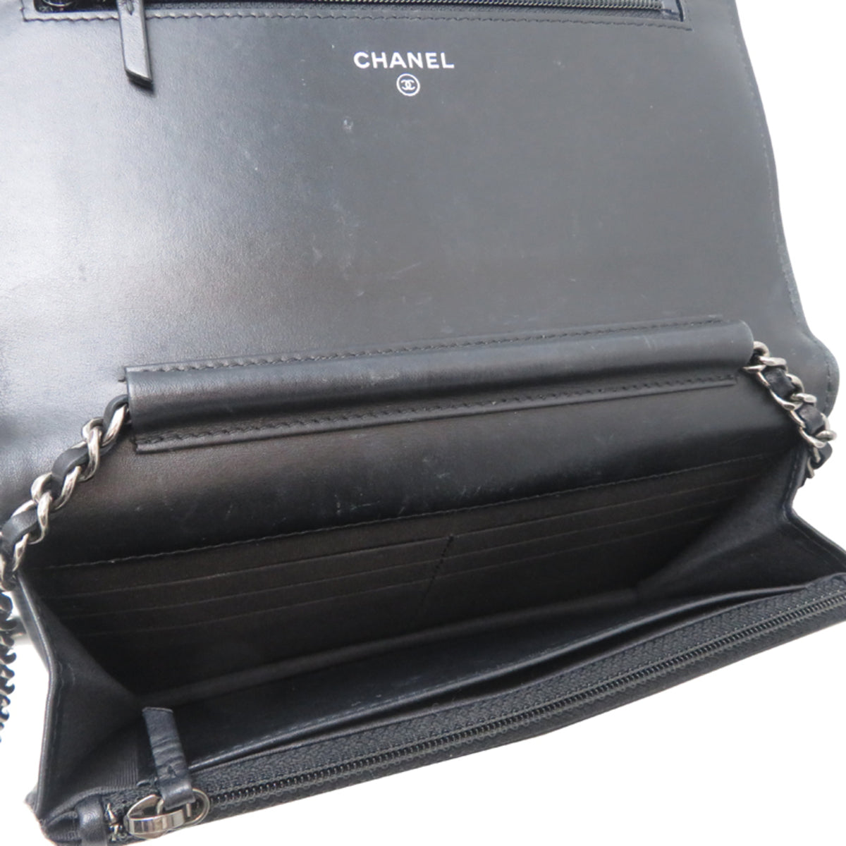 Chanel Black Leather Chain/Shoulder Wallet (Pre-Owned)