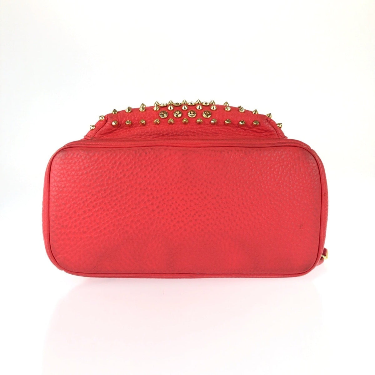 Mcm Red Color Leather Rhinestone Backpack (Pre-Owned)