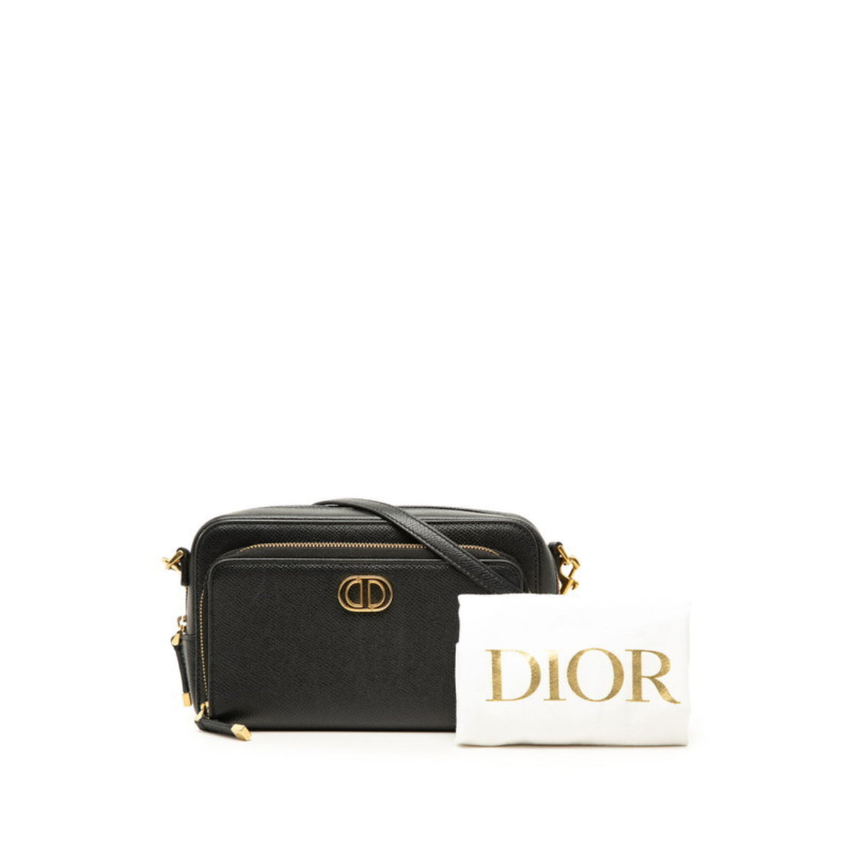 Christian Dior Black Leather Handbag Pouch Shoulder Bag (Pre-Owned)