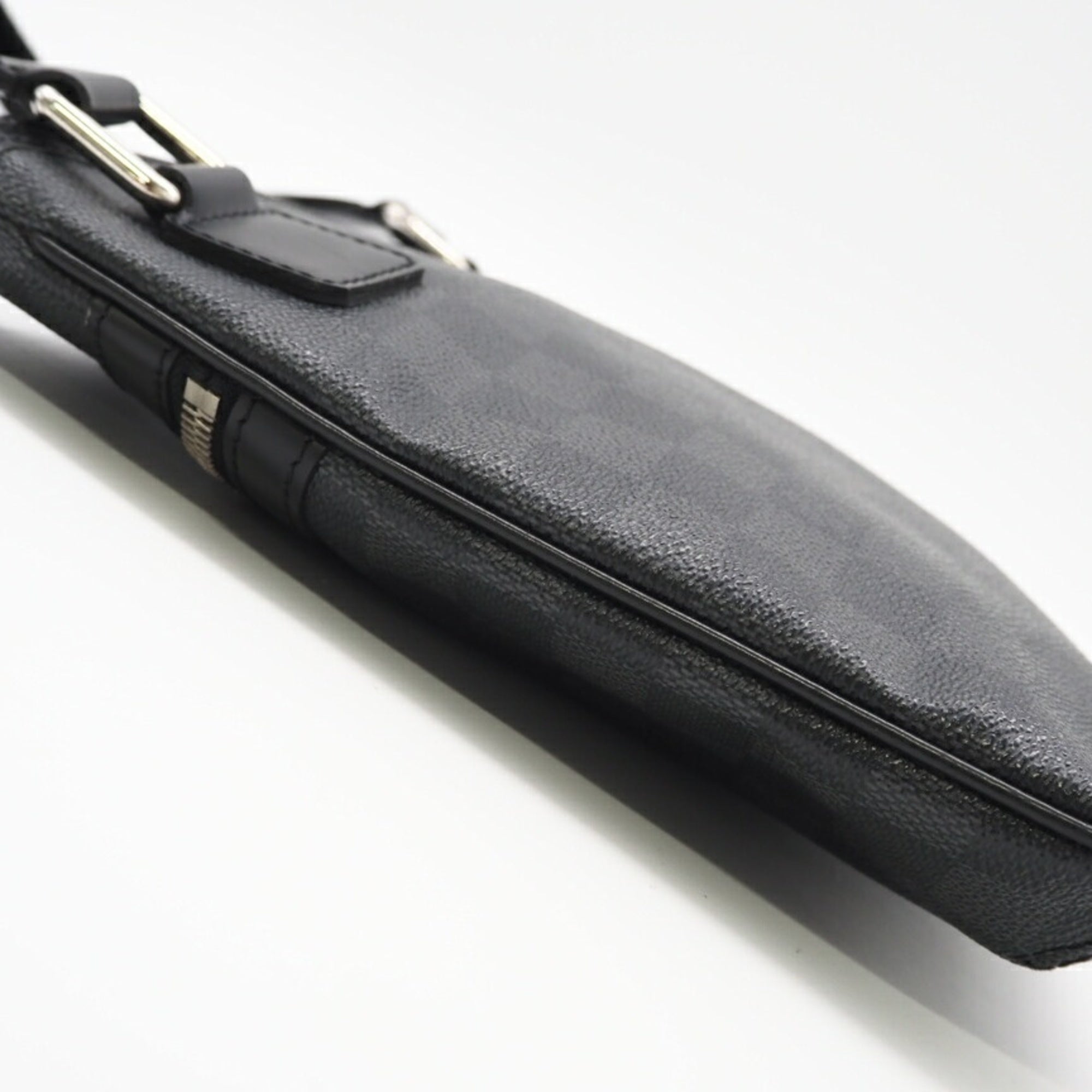 Louis Vuitton Black Gray Coated Canvas Shoulder Bag (Pre-Owned)