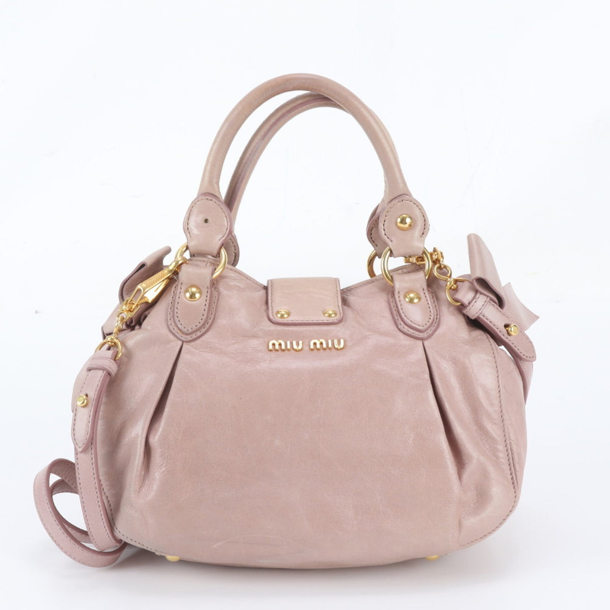 Miu Miu Pink Leather Handbag Shoulder Bag Tote Bag (Pre-Owned)