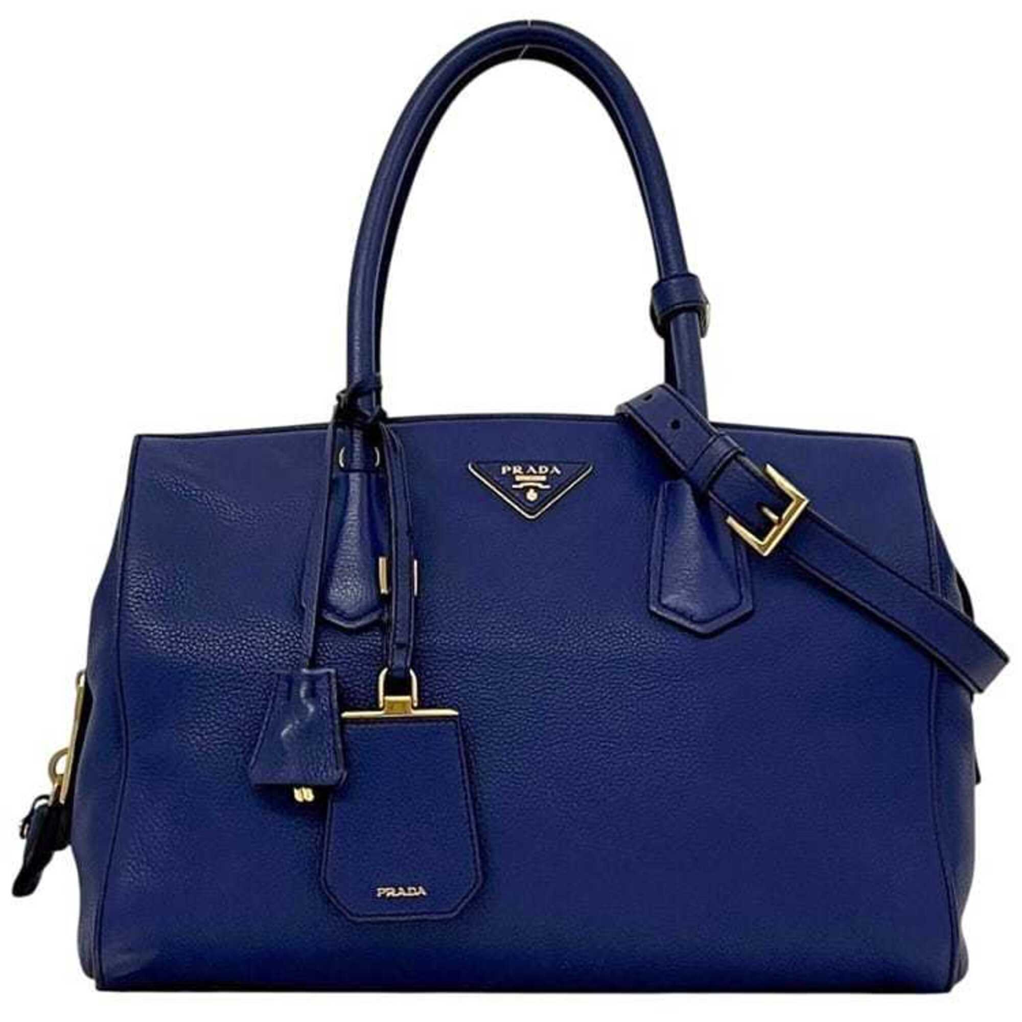 Prada Blue Leather Tote Bag (Pre-Owned)