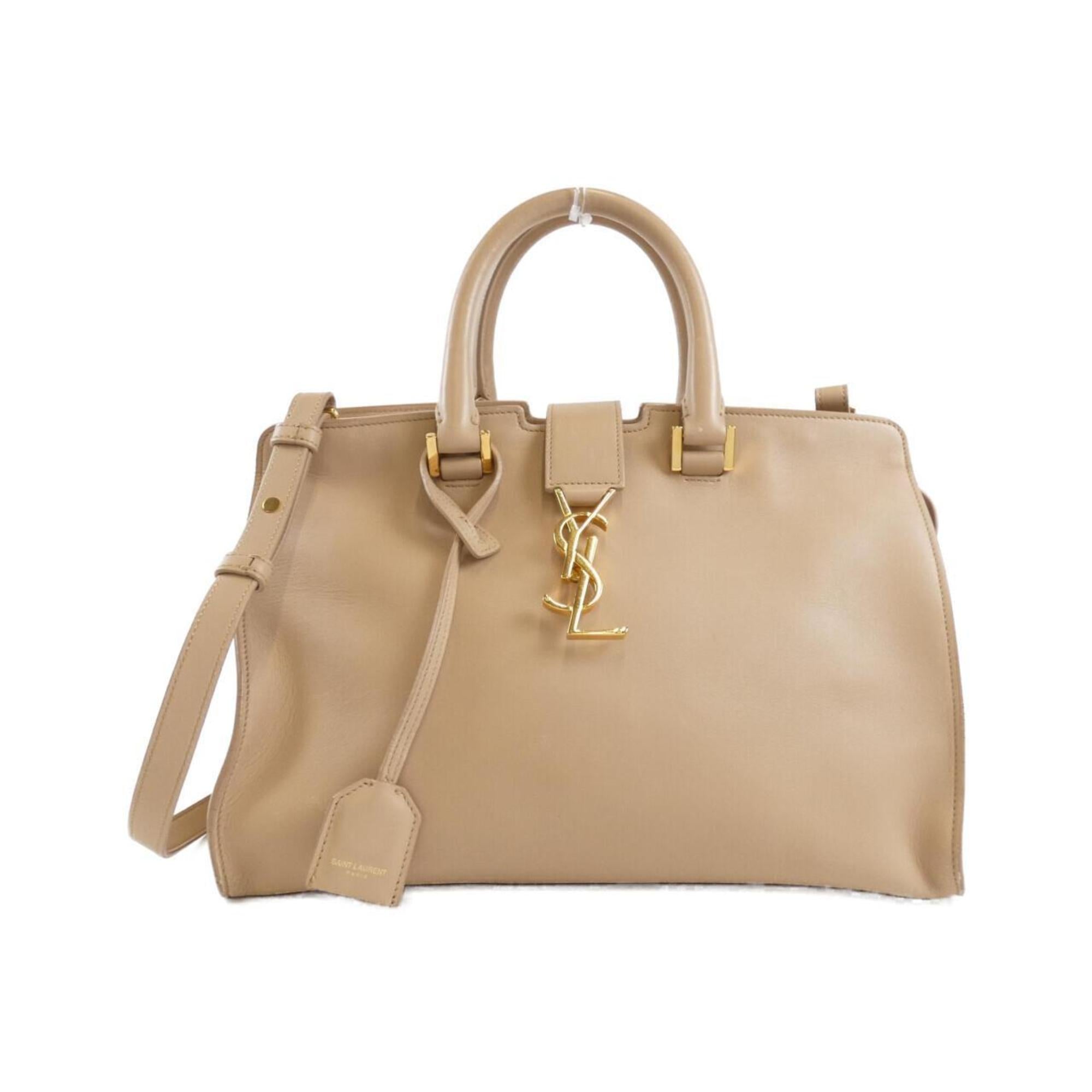 Saint Laurent Dark Beige Leather Handbag (Pre-Owned)