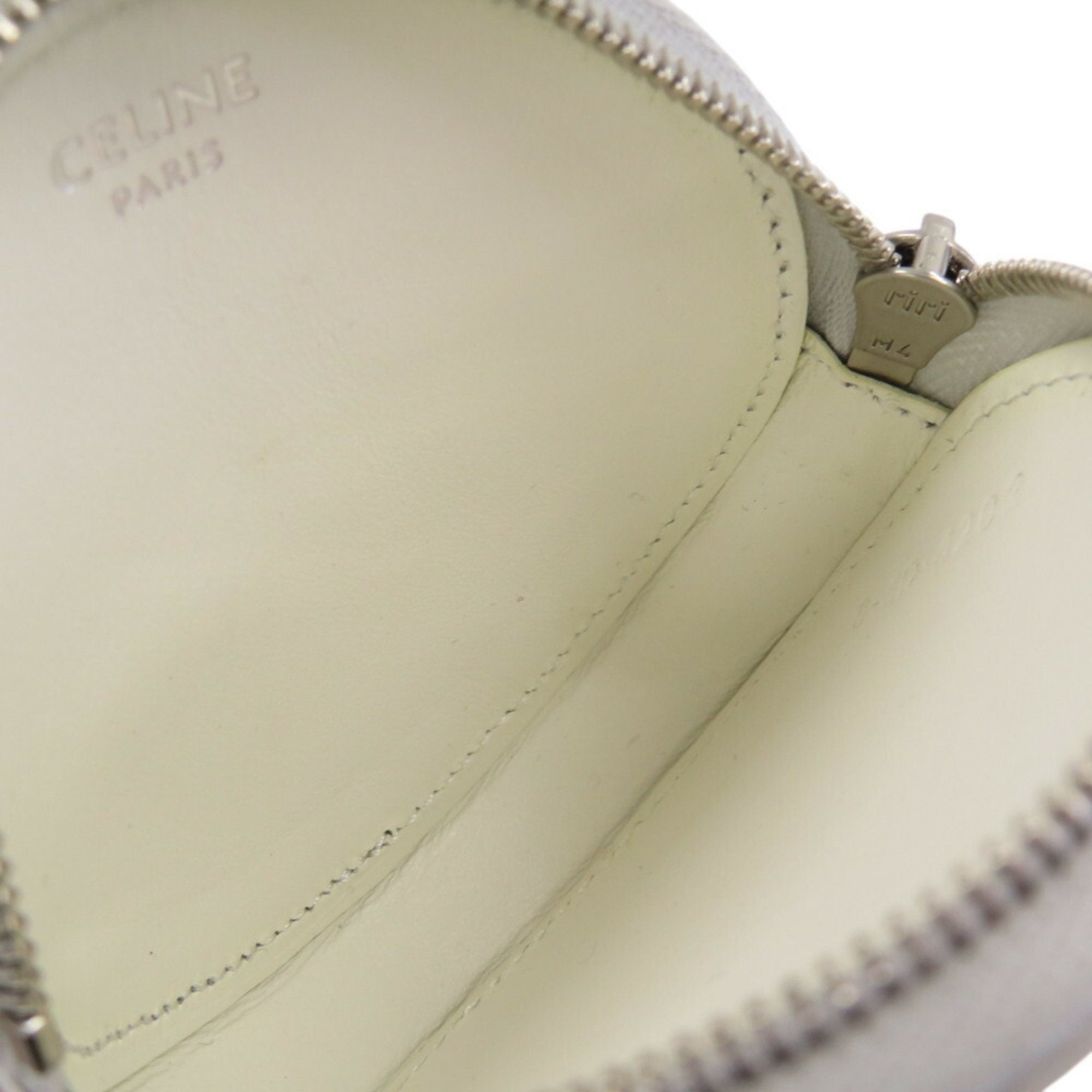 Celine Silver White Leather Coin Purse/Coin Case (Pre-Owned)