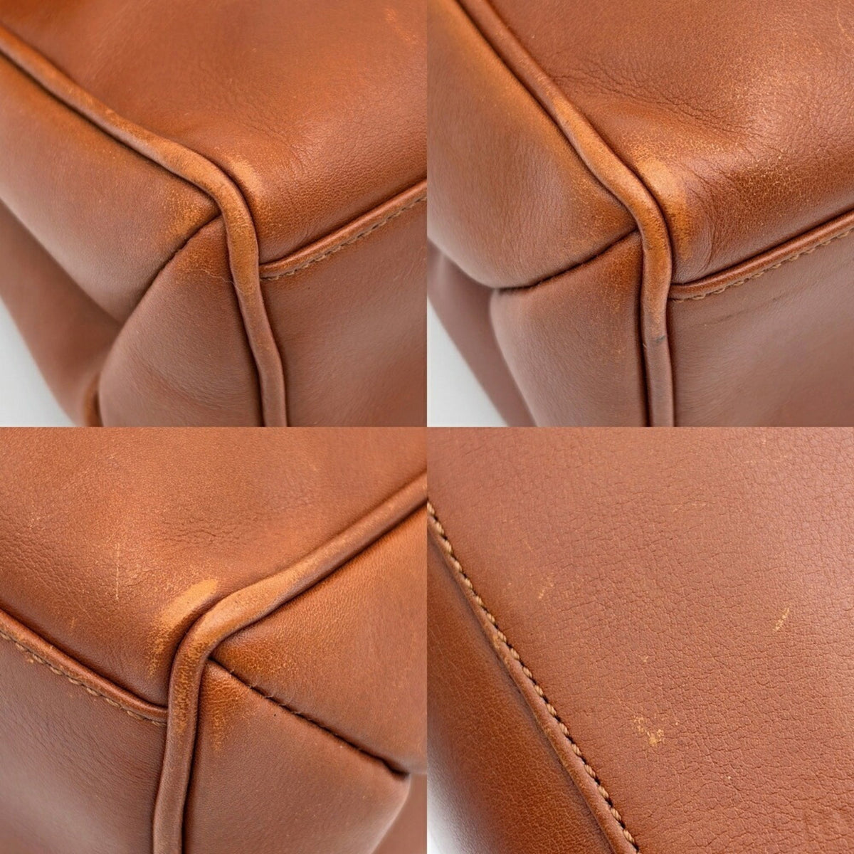 Fendi Brown White Leather Handbag (Pre-Owned)